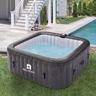 (incomplete)(Inflatable Hot Tub , Portable Air Jet Square Spa Outdoor Heater Blow Up Hottub Built In Heater Pump, Tub Cover, 2 Filter Cartridge, 1 Cup Holder, Black