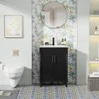 (incomplete)everarda 24" freestanding bathroom vanity with ceramic sink top, faucet, classic tapred legs