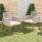 Reese Patio Acacia Wood Dining Chairs With Handwoven Rope