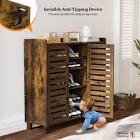 hidden shoe cabinet with 3 doors, 5 tier shoe organizer rustic brown