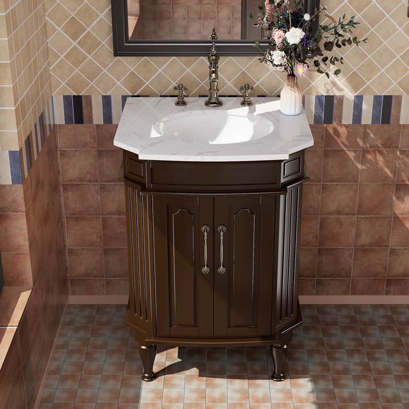 24" Bathroom Vanity with Faux Marble Top and Ceramic Sink