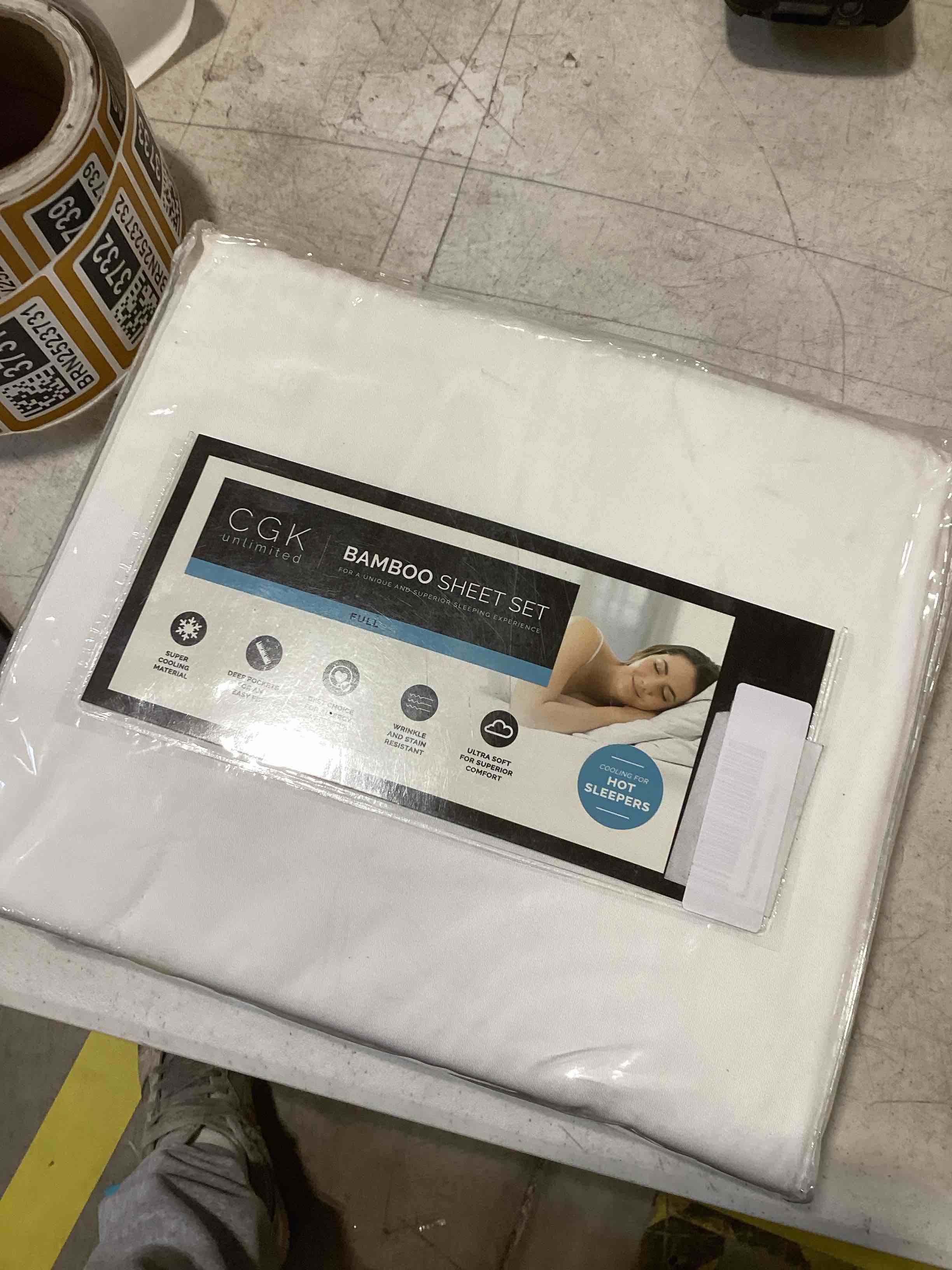 Condition photo showing Good Condition for 100% Rayon Derived From Bamboo - Bamboo Sheets Full Size - Cooling Sheets for Full - Ultra Soft, Breathable & Hotel Luxury Bedding - 1 Flat & 1 Fitted & 2 Pillowcases w/ 16 Inch Deep Pockets - White