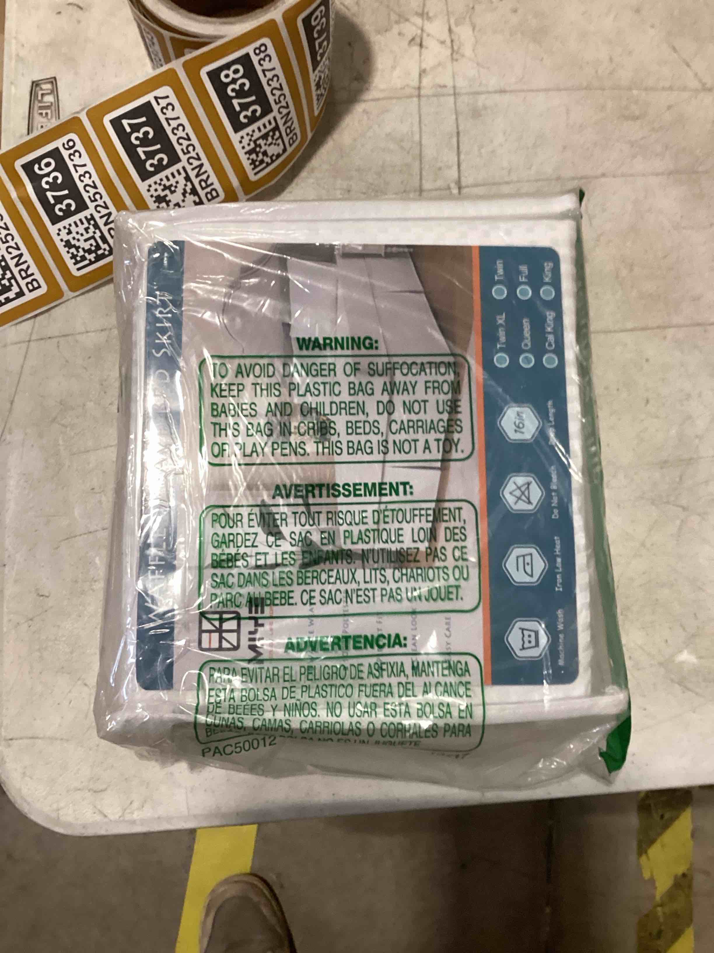 Condition photo showing Good Condition for MIYE Premium Cotton Waffle Weave Bed Skirt, 14 Inch Drop Tailored Dust Ruffle with Split Corners, Easy Fit?Machine Washable (White, Twin - 14" Drop)