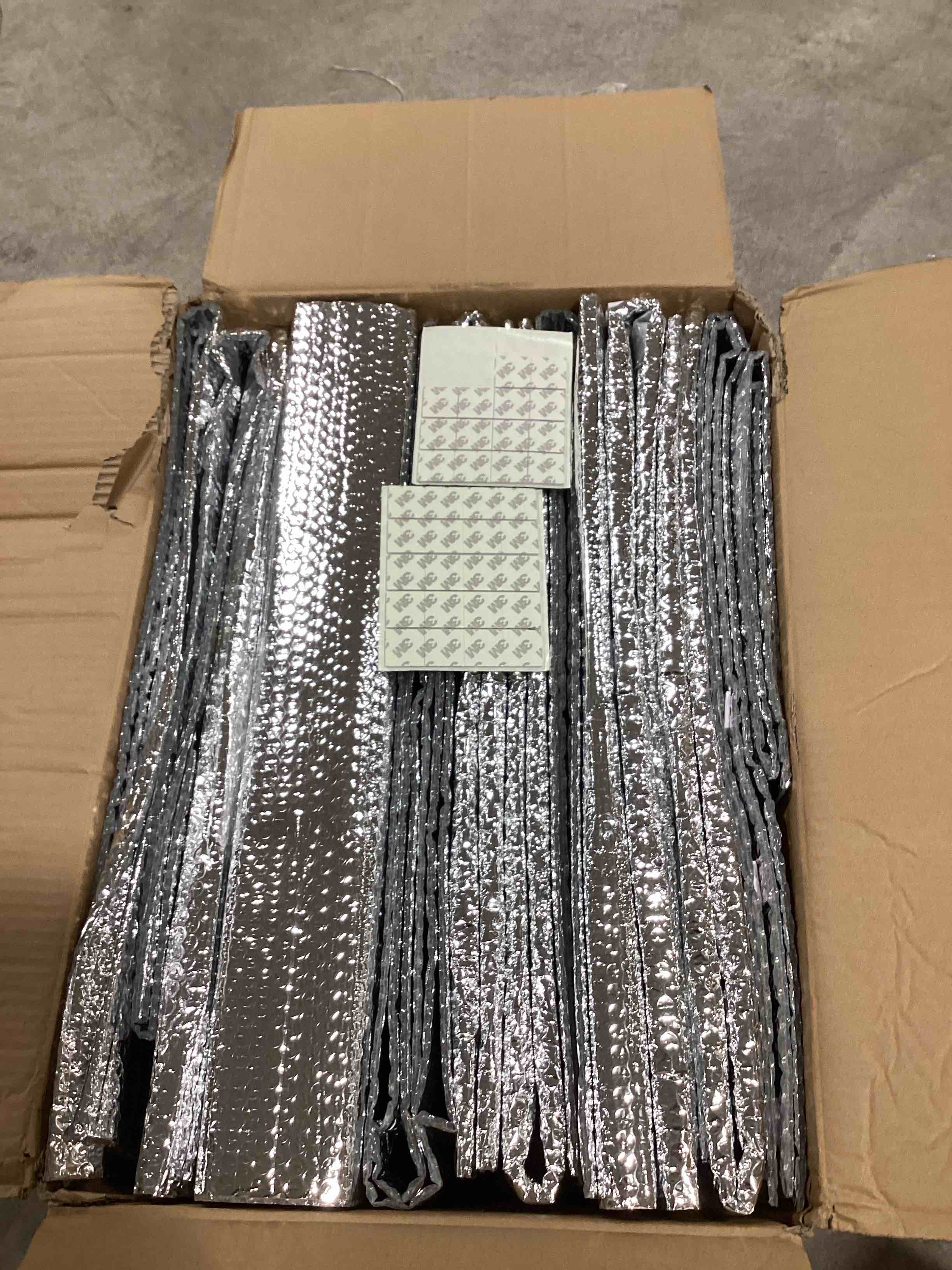 Condition photo showing New/Like New for 16p garage door insulation panels kit 0.24"t double bubble reflective aluminum foil 6mm sheet thermal pre-cut insulation shield 120 tapes winter clod and summer heat for attic garage wall (24" x 48") 6mm - 24" x 48" 16p-silver