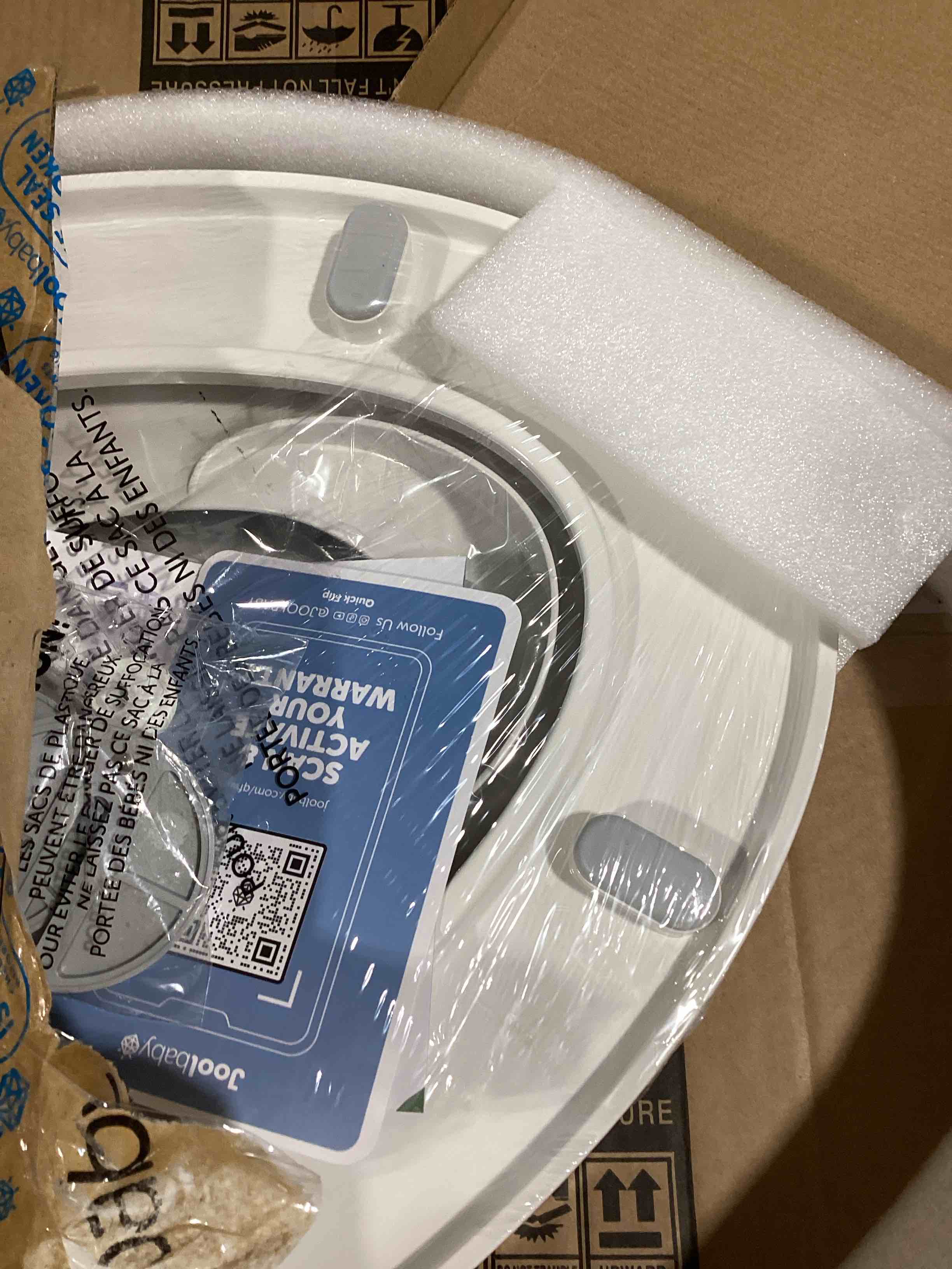 Condition photo showing New/Like New for quick flip toilet seat with built-in potty & splash guard for toddler training, slow close - jool baby (round)