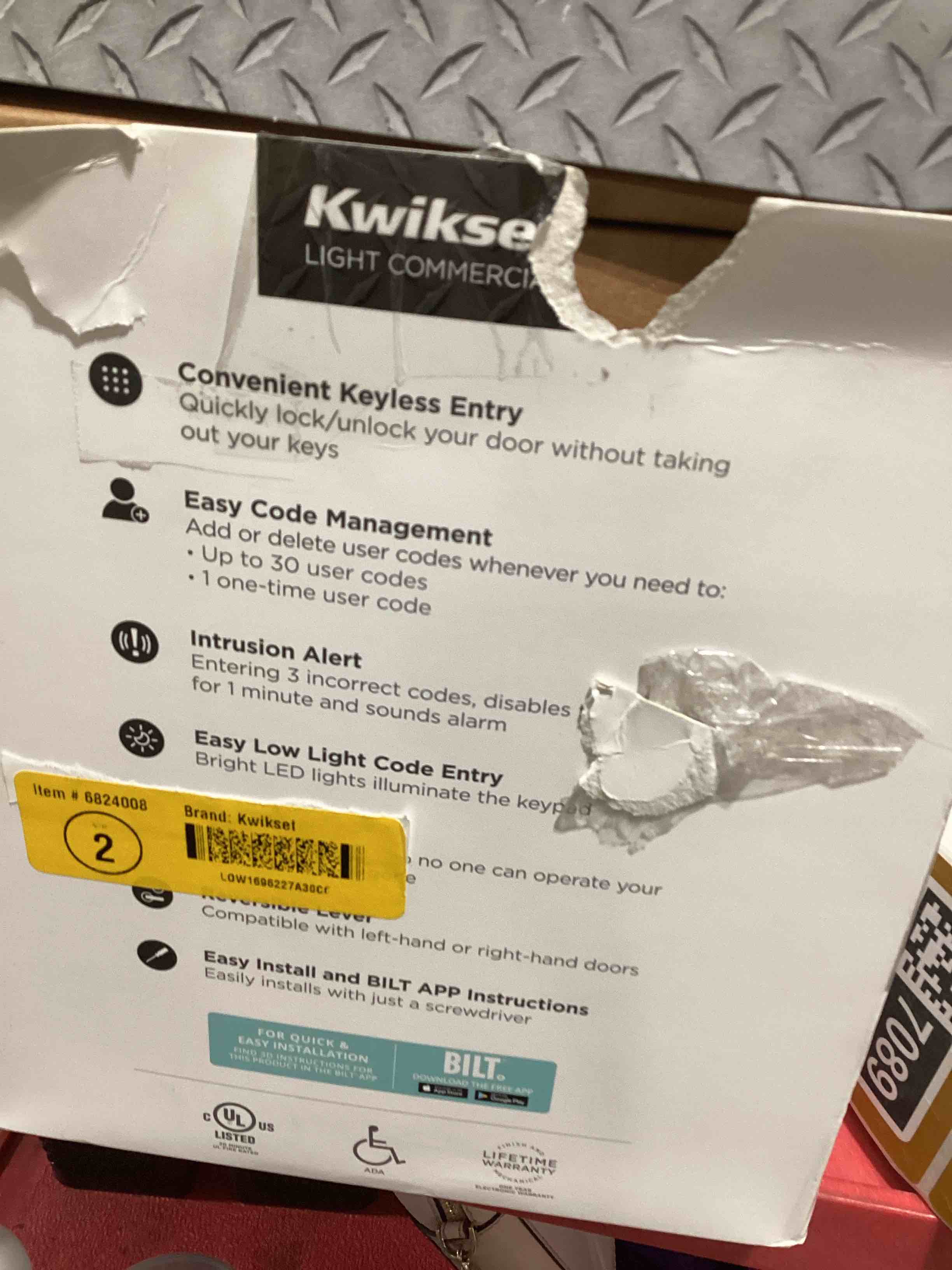 Condition photo showing Good Condition for kwikset smartcode 955 light commercial keyless entry matte black keypad electronic handle lock