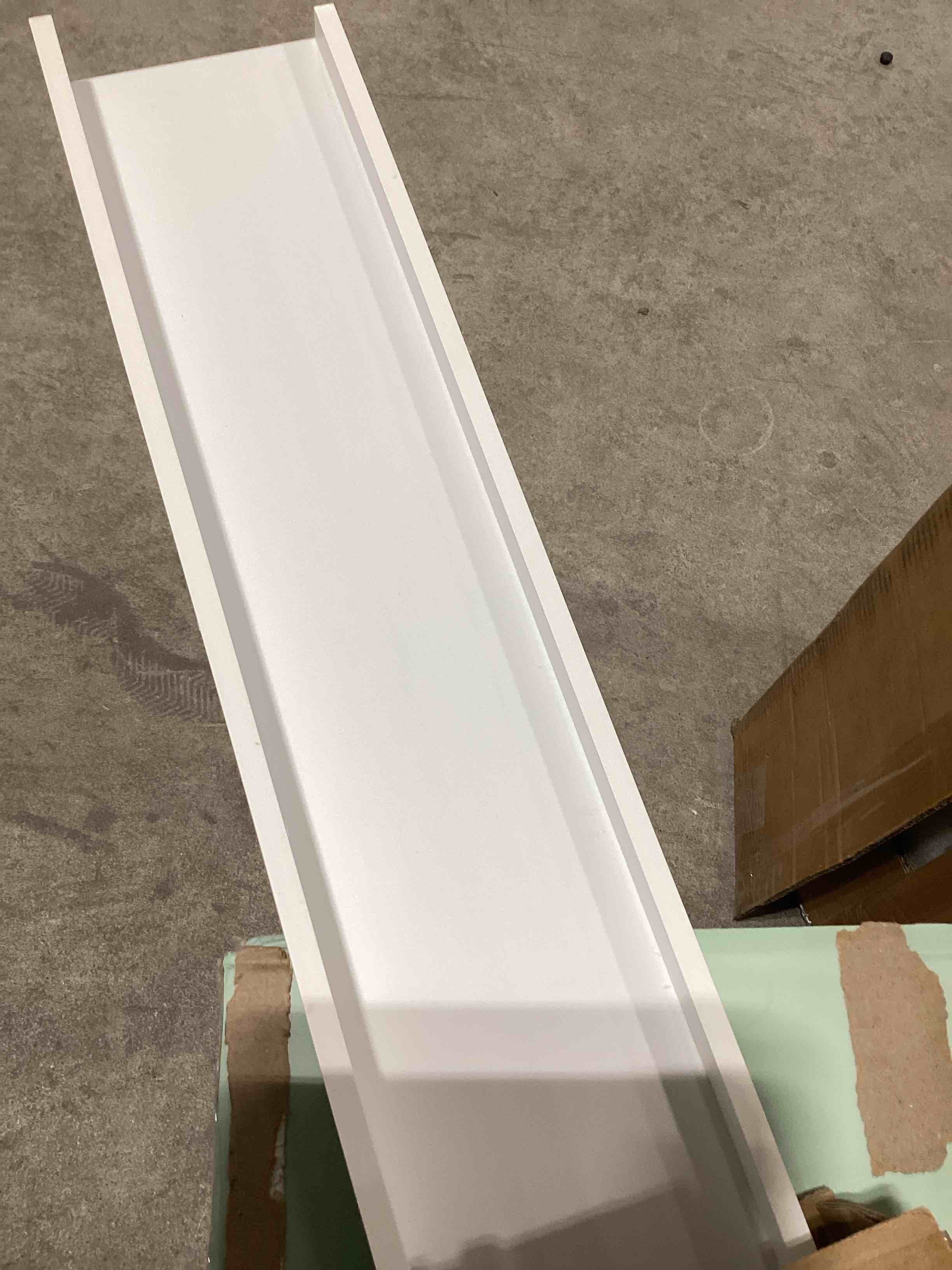 Condition photo showing New/Like New for picture ledge shelf, wood long floating shelves for wall, set of 2, 48 inch picture ledge shelves, photo ledge nursery book shelves wall mounted for living room kids' room bedroom, color white white 48in-2pcs