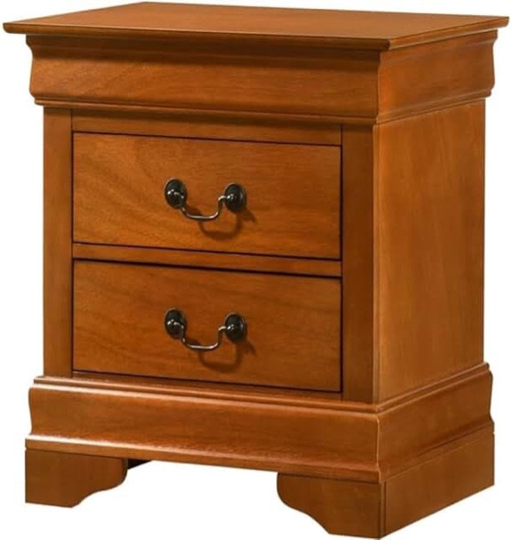 Condition photo showing New/Like New for glory furniture louis philippe 2 drawer nightstand in oak