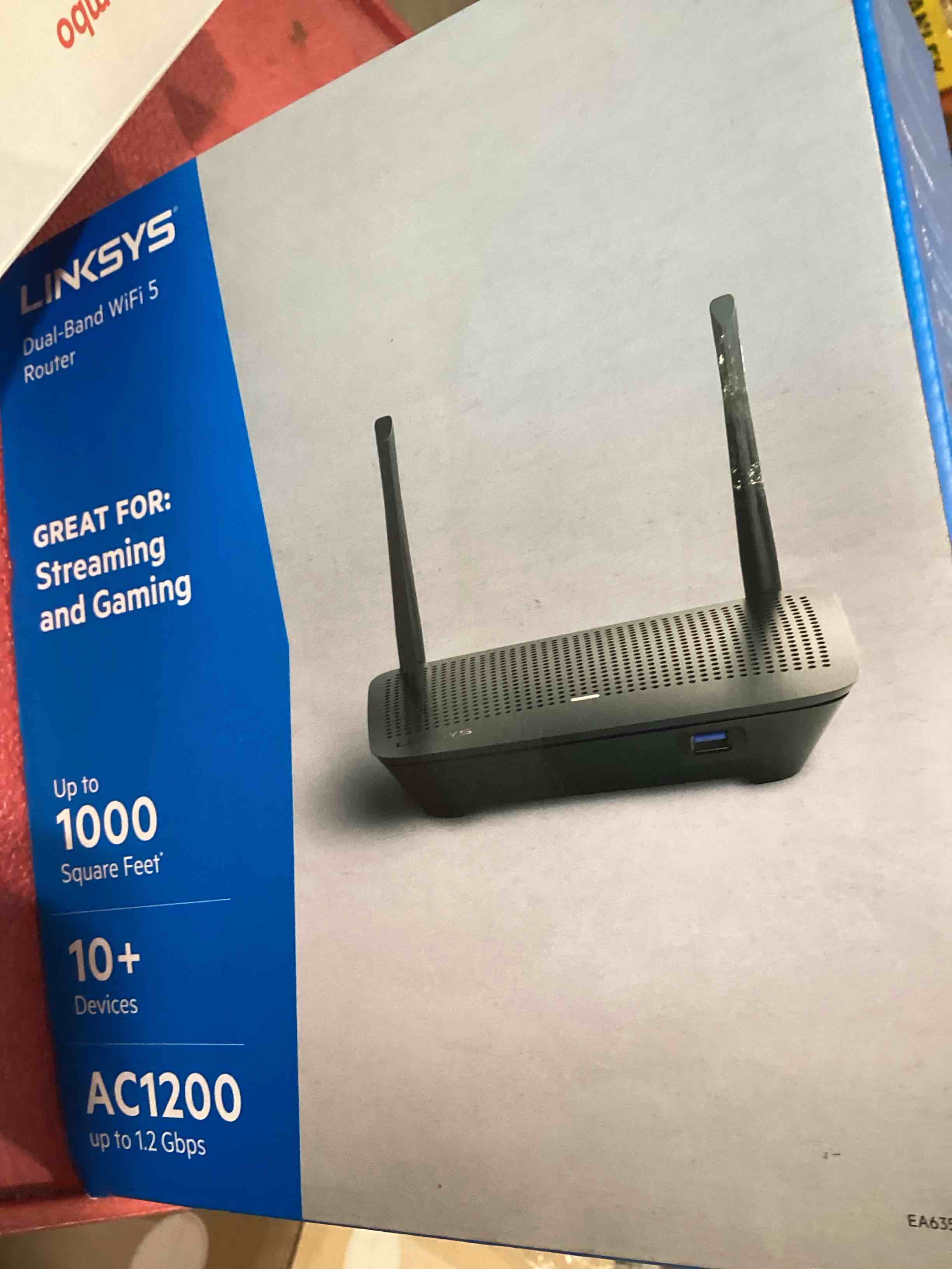 Condition photo showing As Is for linksys wifi 5 router, dual-band, 1,000 sq. ft coverage, with parent control, up to 10+ devices, speeds up to (ac1200) 1.2gbps - ea6350-4b