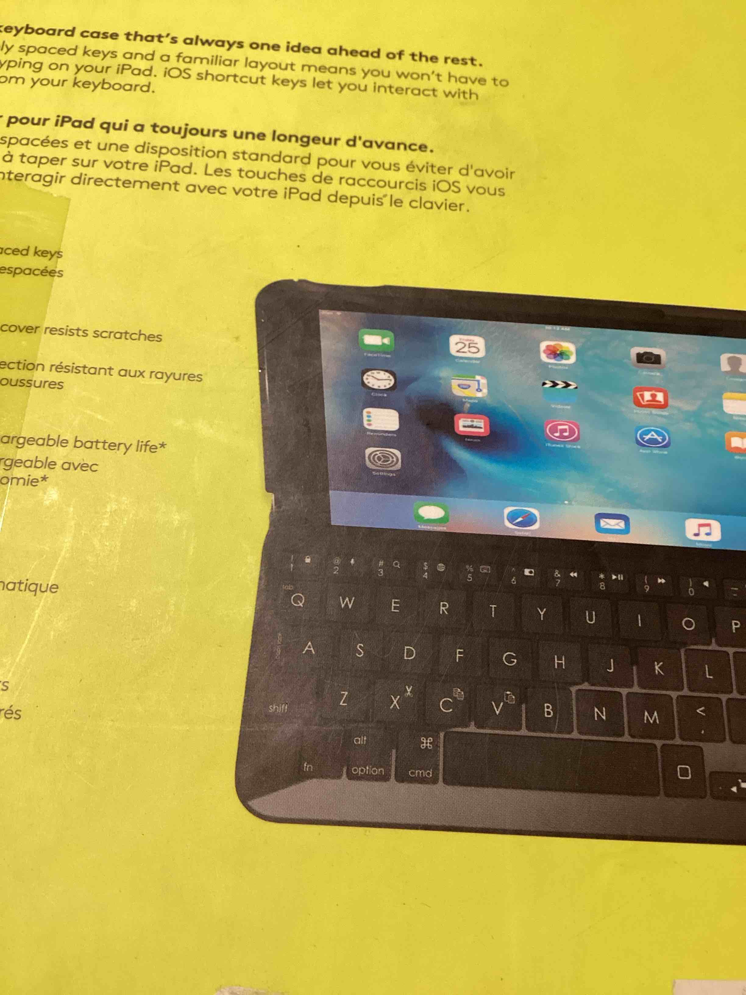 Condition photo showing As Is for logitech focus protective case with integrated keyboard for ipad mini 4, black