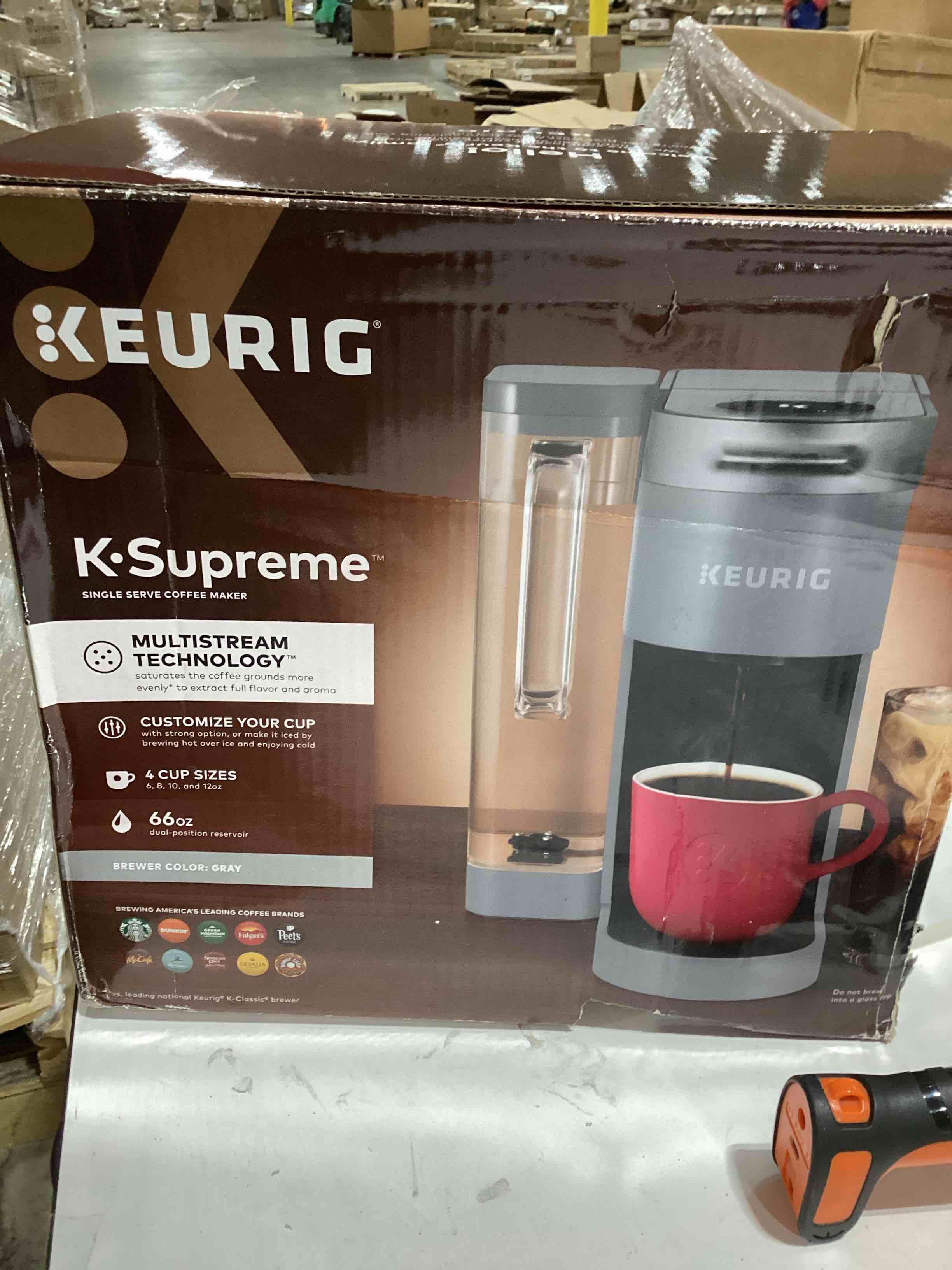 Keurig K-Supreme Single Serve K-Cup Pod Coffee Maker, MultiStream Technology, 4 Brew Sizes, 66oz Dual-Position Removable Reservoir, Gray