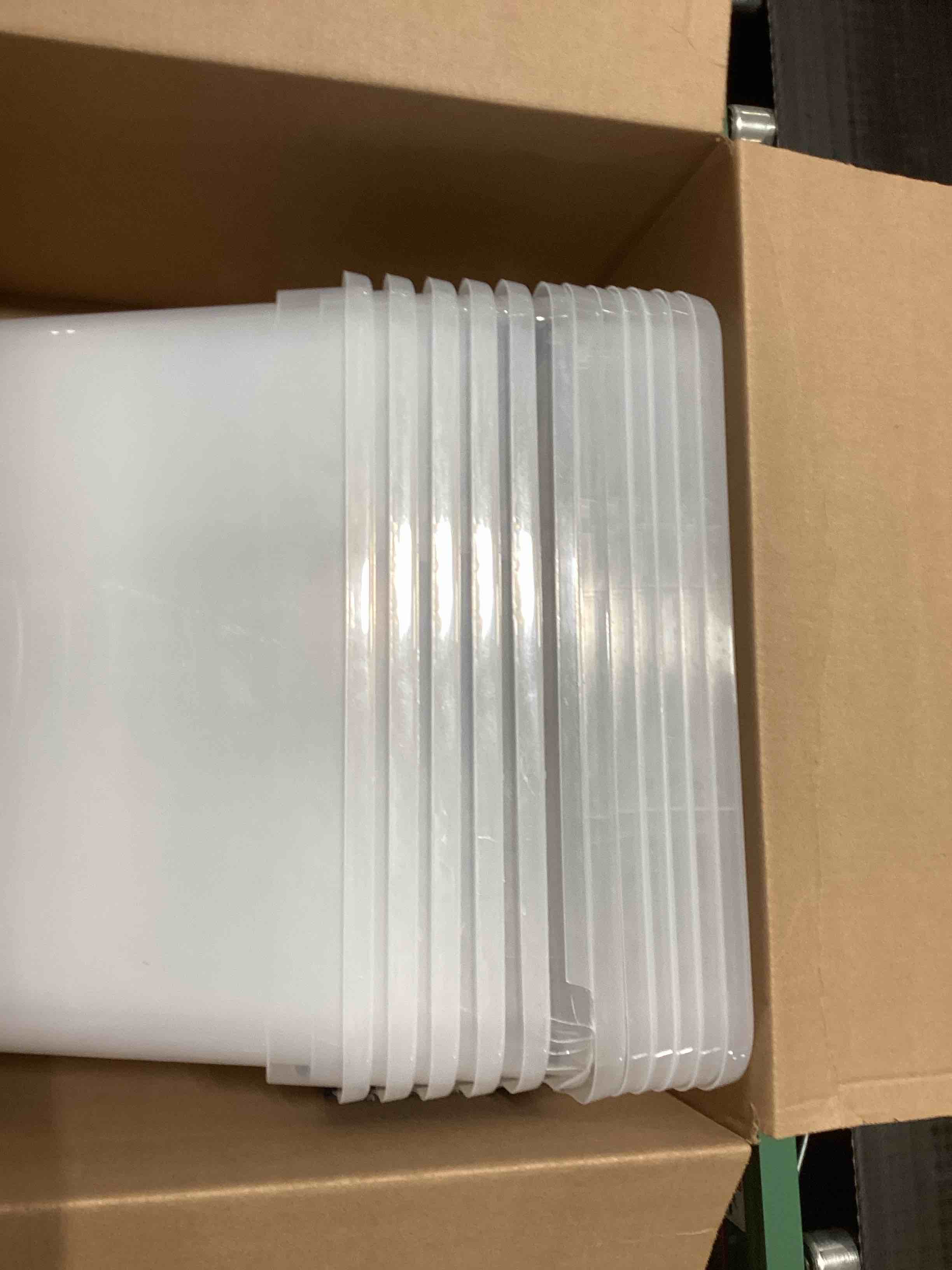 Sterilite 6-Pack Stackable Storage Bin with Lid, Clear Plastic Design, 30 Quart similar to stock photo