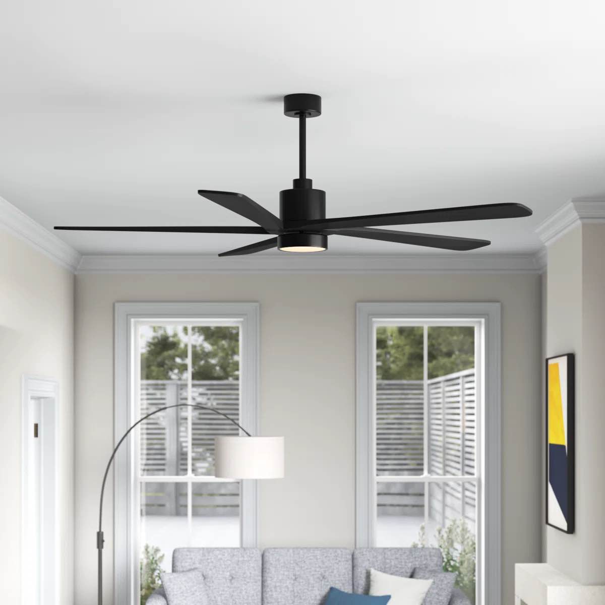 athanafis 5 - blade led standard ceiling fan with remote control and light kit included