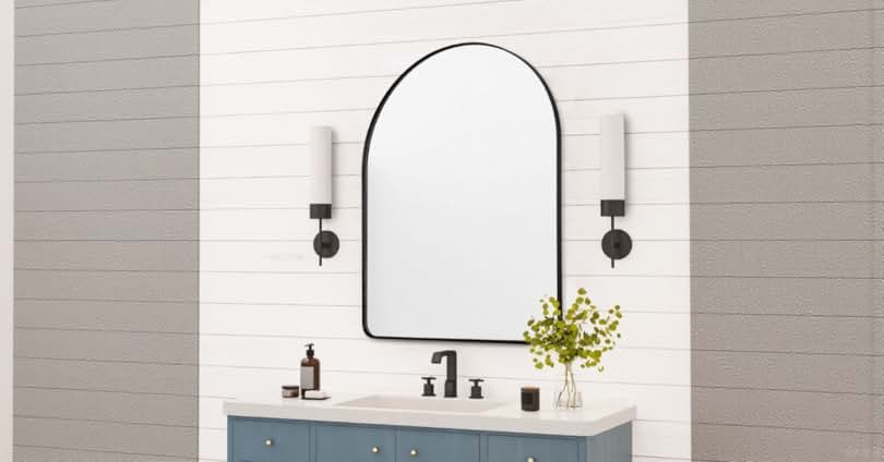 Modern Arch Wall Mirror with 1.2" Aluminum Frame, Decorative Mirror for Entryway, Living Room,Fireplace,Dining Room
