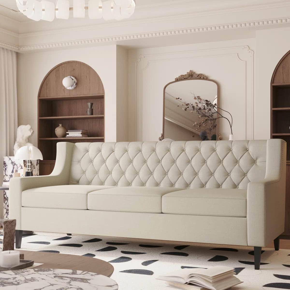Tenice 78.75'' Rolled Arms Chesterfield Sofa