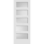 frosted glass 5-lite sliding pocket door white standard door with hardware kit set