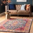 shetucket bohemian power loom performance blue/pink/orange rug