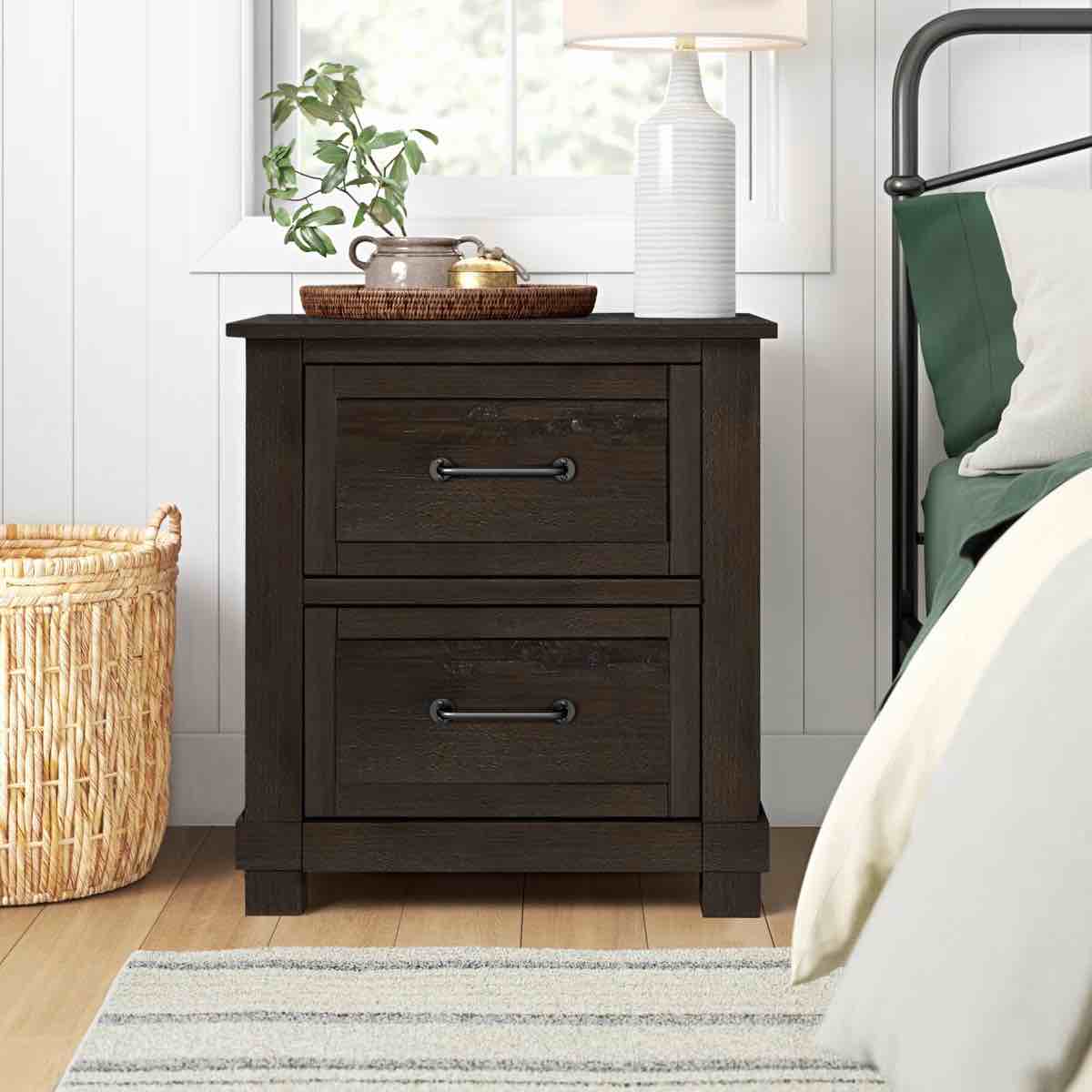 carney 3-drawer solid wood nightstand