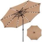 Shearer 10ft Solar LED Lighted Patio Umbrella w/ Tilt Adjustment, UV-Resistant Fabric