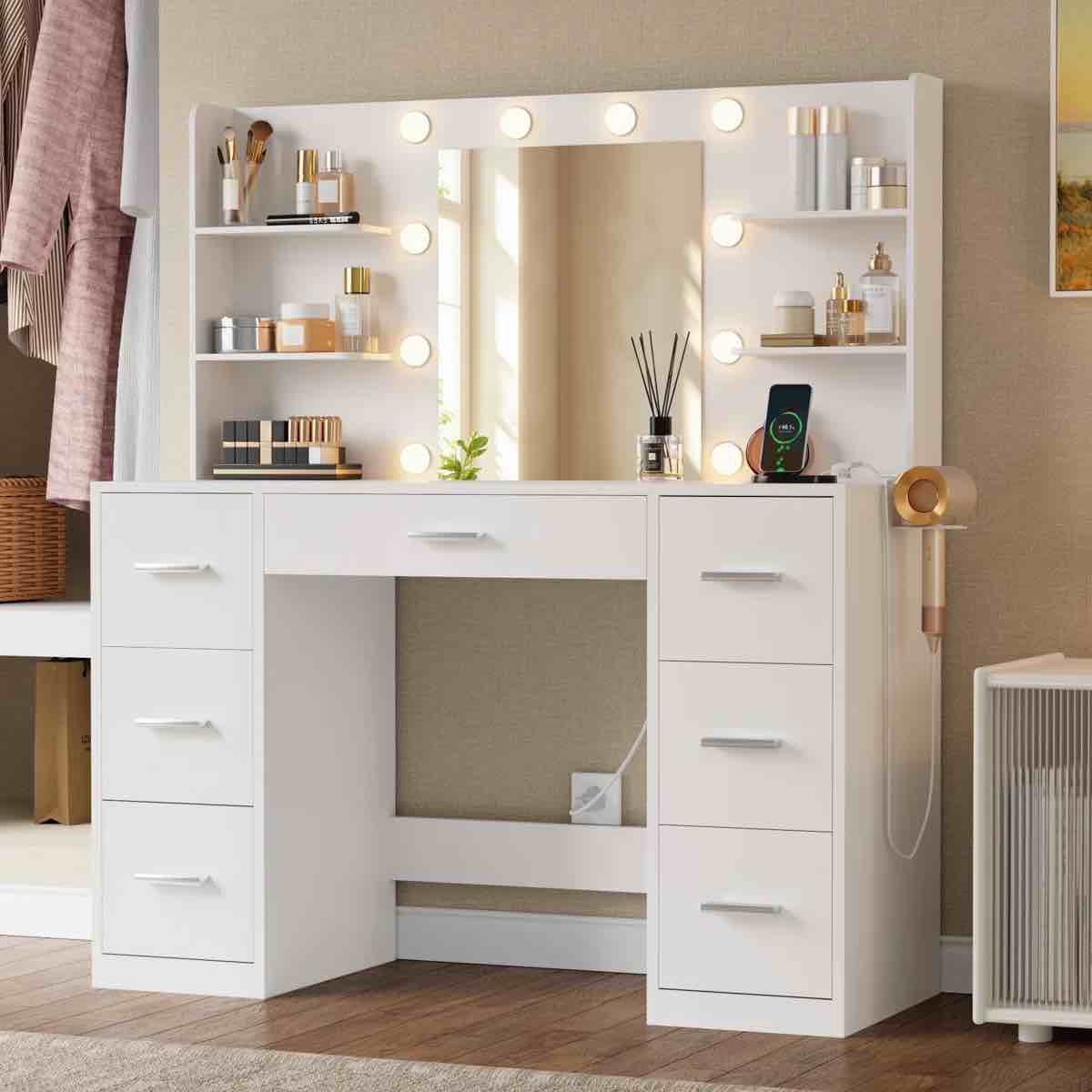 (incomplete ) ragin makeup vanity with usb power outlet and 3 modes adjustable brightness light