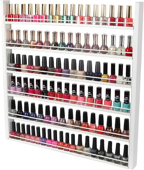 j jackcube design white wood nail polish organizer with 6 tier shelves 100 bottles wall mount display rack makeup essential oil bottles holder storage for nail salon bedroom dress room - mk528c