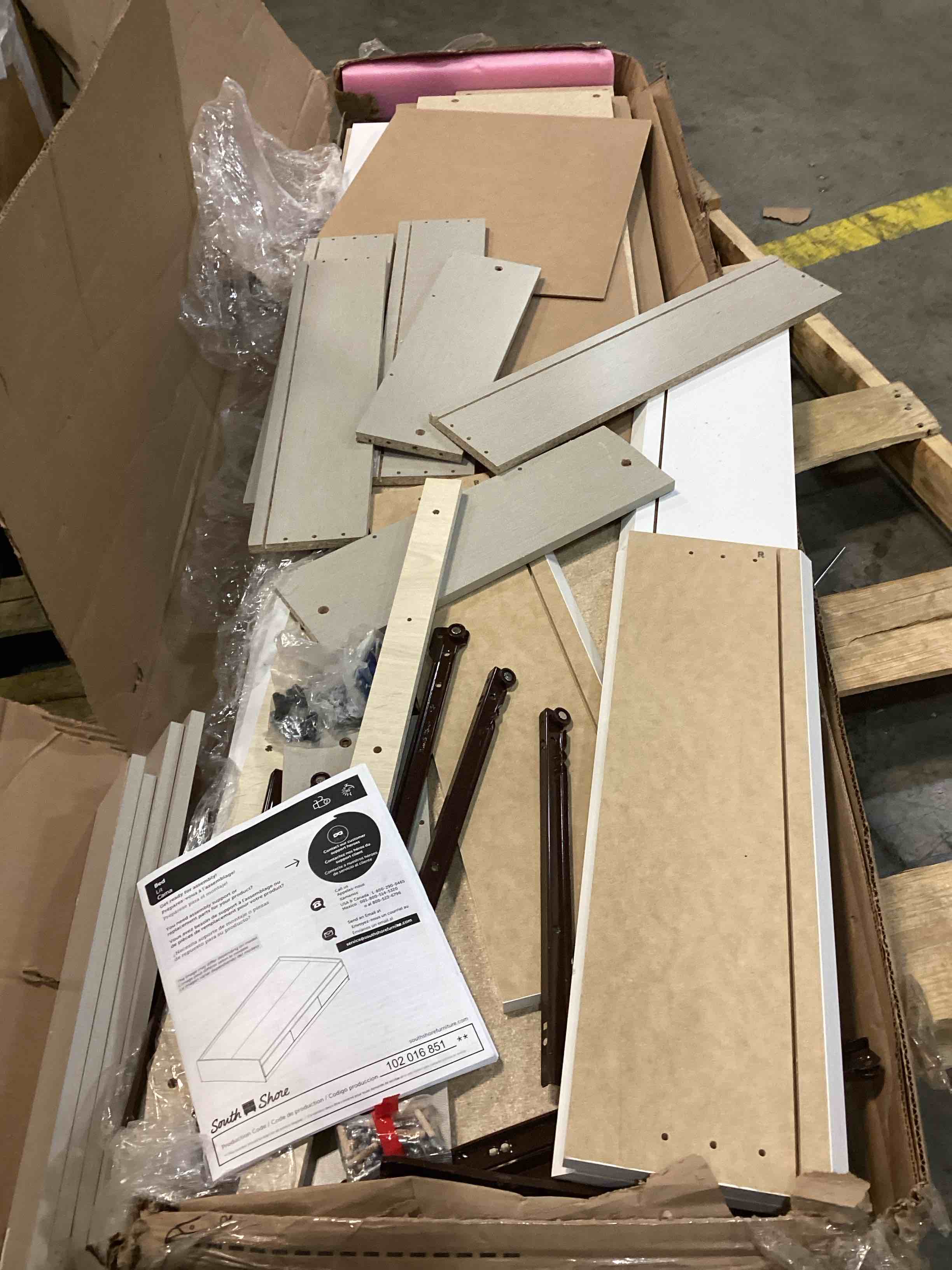 Condition photo showing As Is for (similar)(incomplete)South Shore Fynn Twin Mates Bed with Storage Drawers, Winter Oak