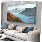 Belmrxne Landscape Wall Art Blue Lake Wall Decor Modern Minimalist Canvas Painting for Living Room B