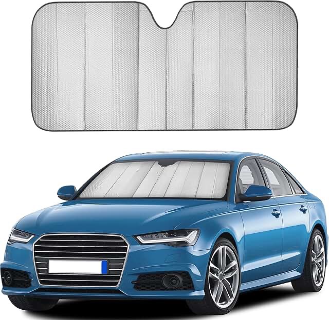 EcoNour Accordion Car Windshield Sun Shade (Gray) | Foldable Car Window Shades for UV Protection & Heat Block | Keeps Interior Cool | Sun Blocker for Front Window |