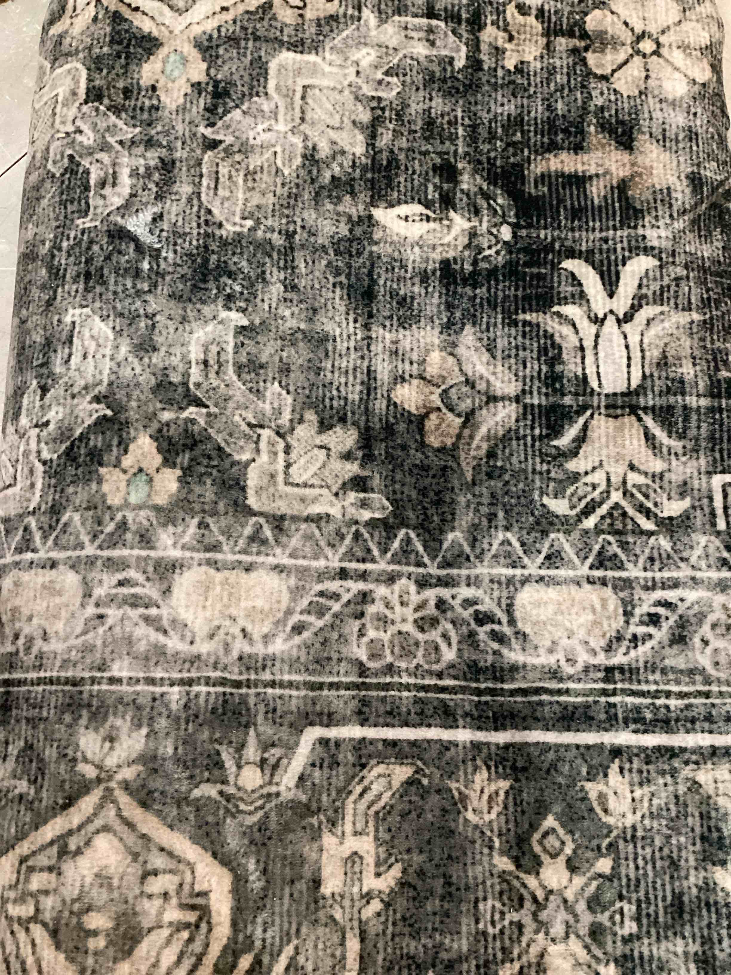  Area Rugs for Living Room Bedroom, Blue Washable Rug, Vintage Retro Boho Rug, Non Slip & Low Pile Faux Wool Thin Carpet for Indoor Dining Room and Kids Room(unknown size 