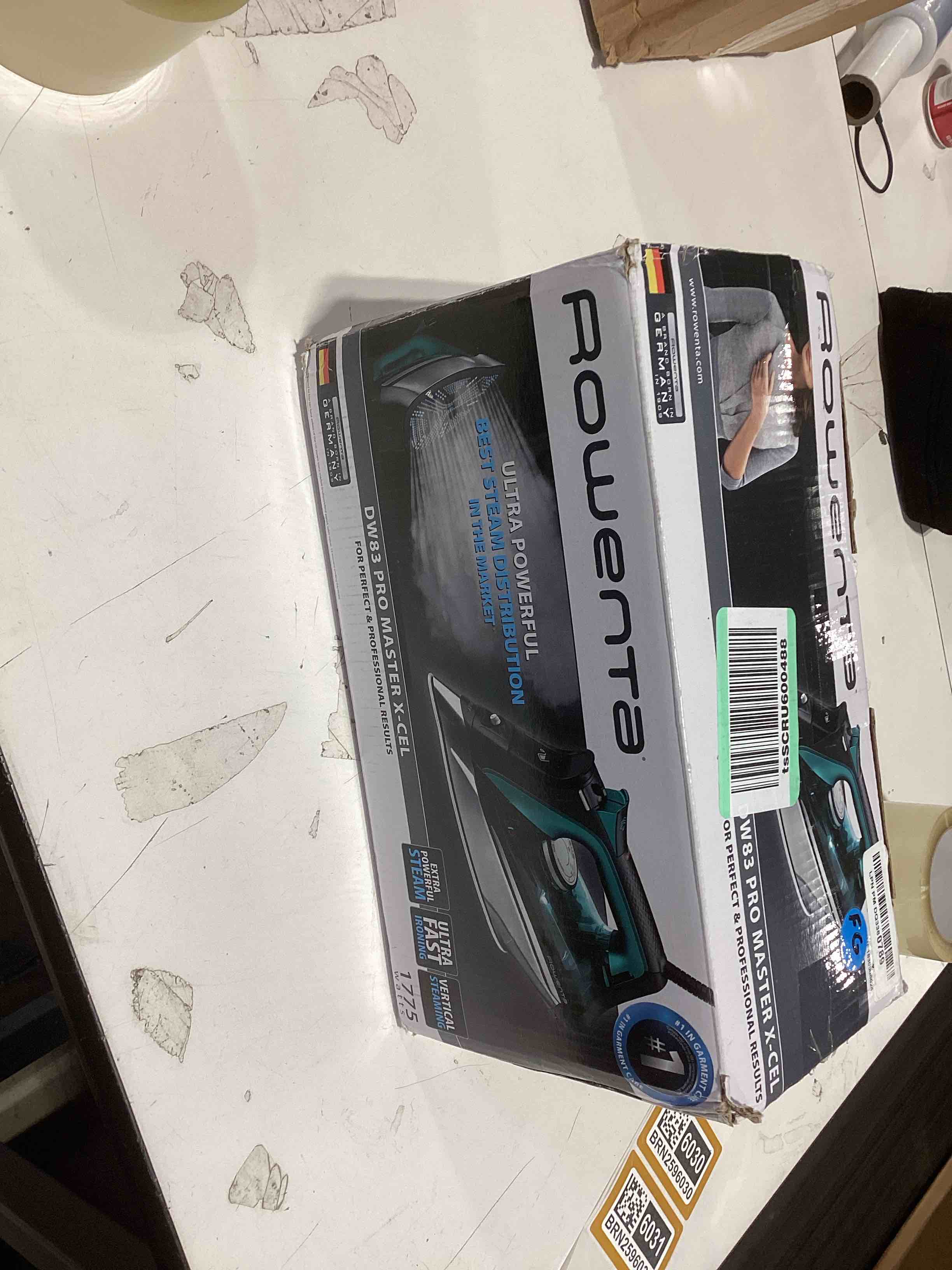 Rowenta Pro Master Stainless Steel Soleplate Steam Iron for Clothes, 210 g/min, 400 Microsteam Holes, Cotton, Wool, Poly, Silk, Linen, Nylon, 1775 Watts Iron Steamer for Clothes, Powerful Steam DW8360 12.7 fl oz Water Tank Powerful Steam