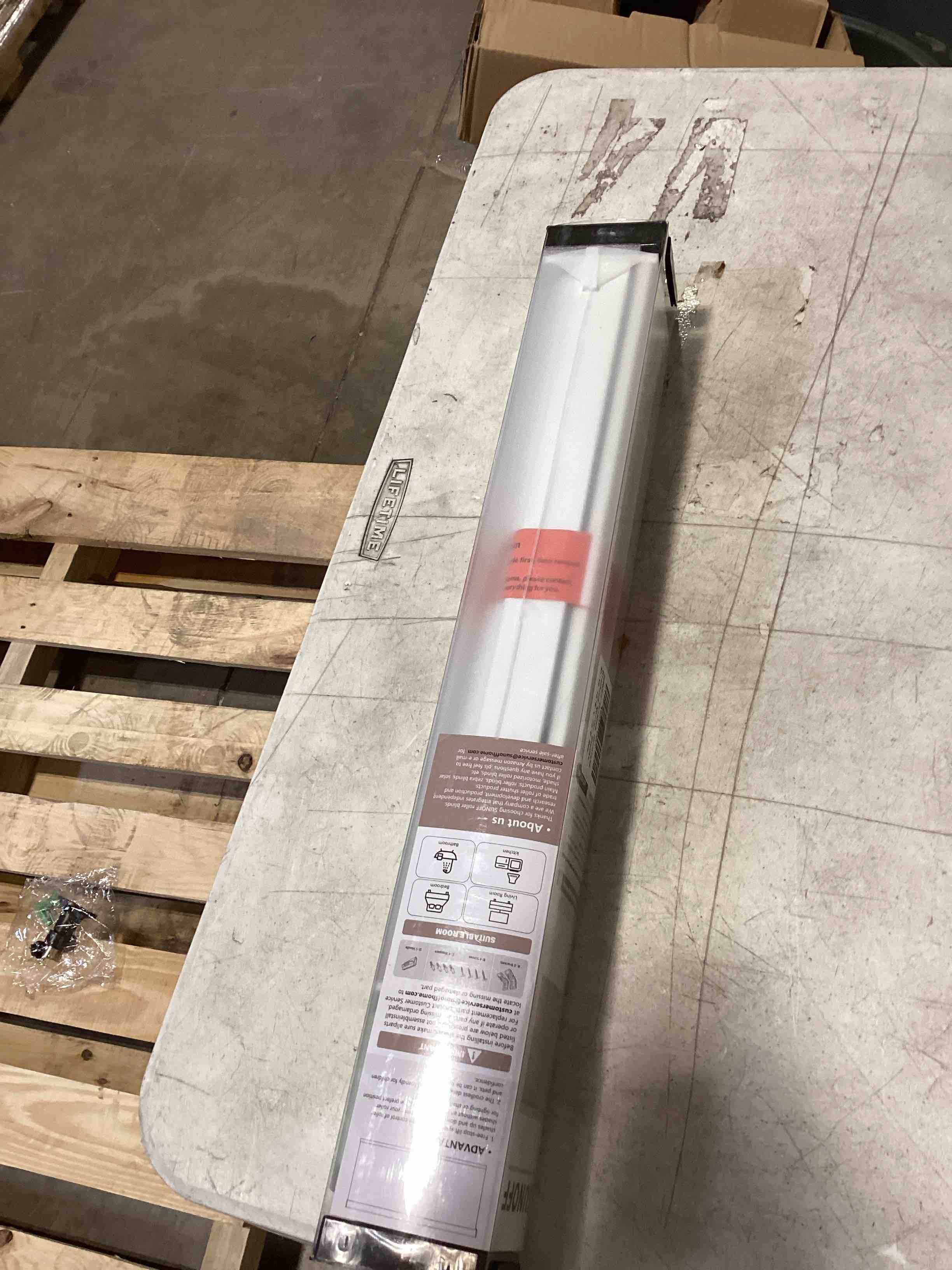 Condition photo showing Good Condition for ChrisDewa Cordless Blackout Roller Shades for Windows, Striped Free Stop Window Binds with Privacy, Thermal Insulated Window Shades for Home, Office and Deer White.