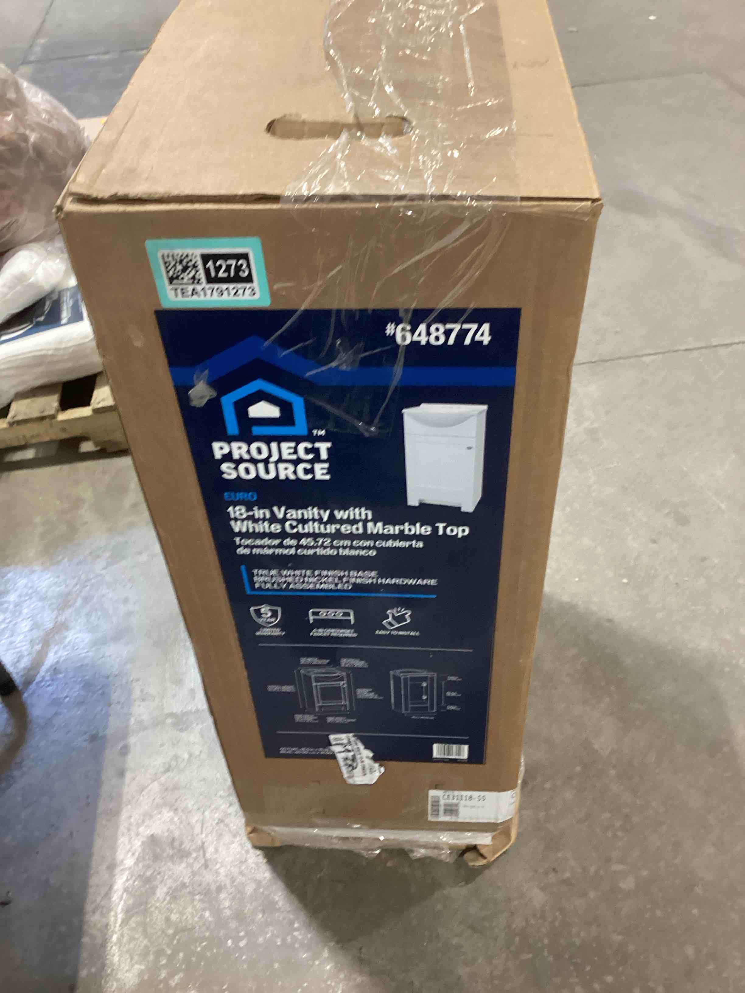 project source 18 inch vanity with white cultured marble top