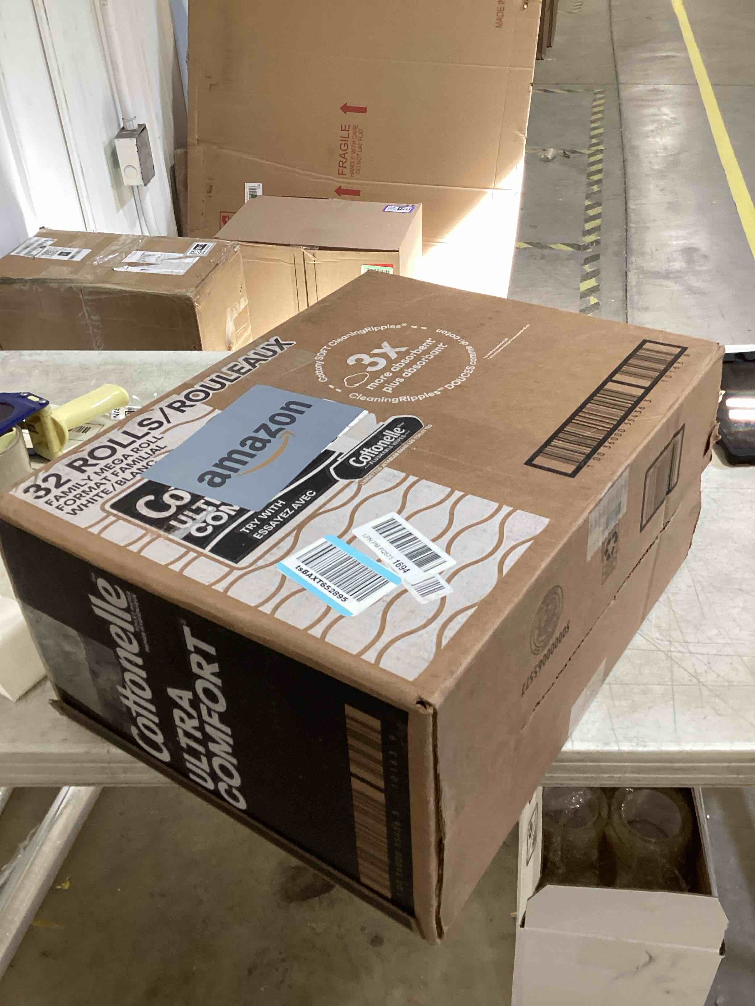 Condition photo showing As Is for Cottonelle Ultra Comfort Toilet Paper with Cushiony CleaningRipples Texture, 32 Family Mega Rolls = 144 Regular Rolls (8 Packs of 4) Family Mega Pack of 32