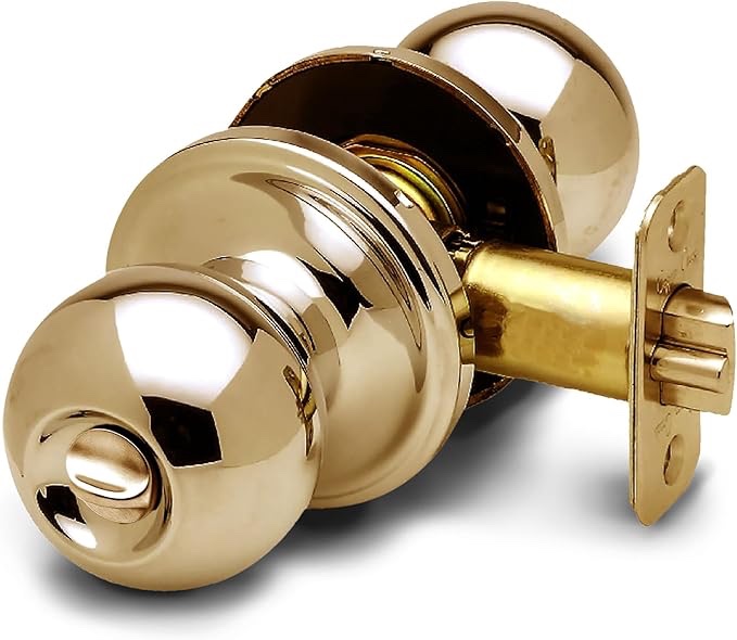 Condition photo showing As Is for Copper Creek BK2030PB Ball Door Knob, Privacy Function, 1 Pack, Polished Brass
