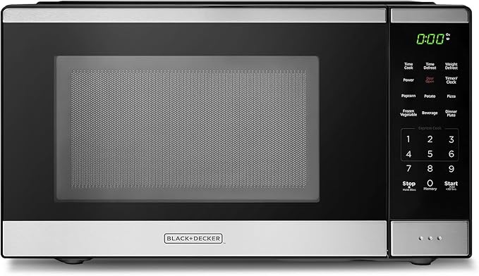Condition photo showing As Is for BLACK+DECKER Countertop Microwave Oven 0.9 Cu Ft, 6 Auto Menus, Child Lock, Memory Function, 10 Power Levels, Easy One-Touch Start, Digital Panel, 900W