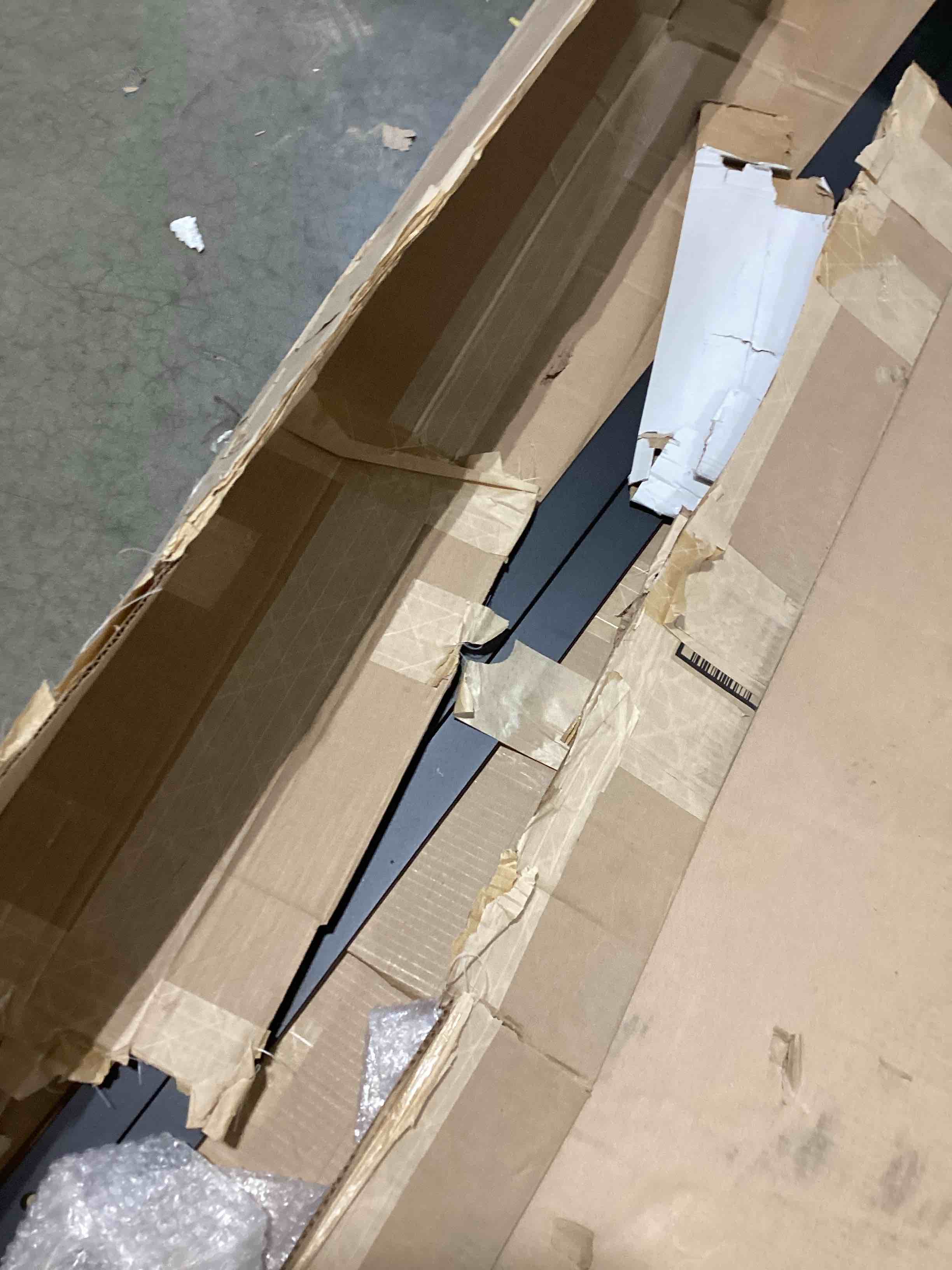 Condition photo showing As Is for Amazon Basics Metal Bed Frame(Box Spring Required), 9-Leg Base for Box Spring and Mattress, Full, Tool-Free Easy Assembly, Black