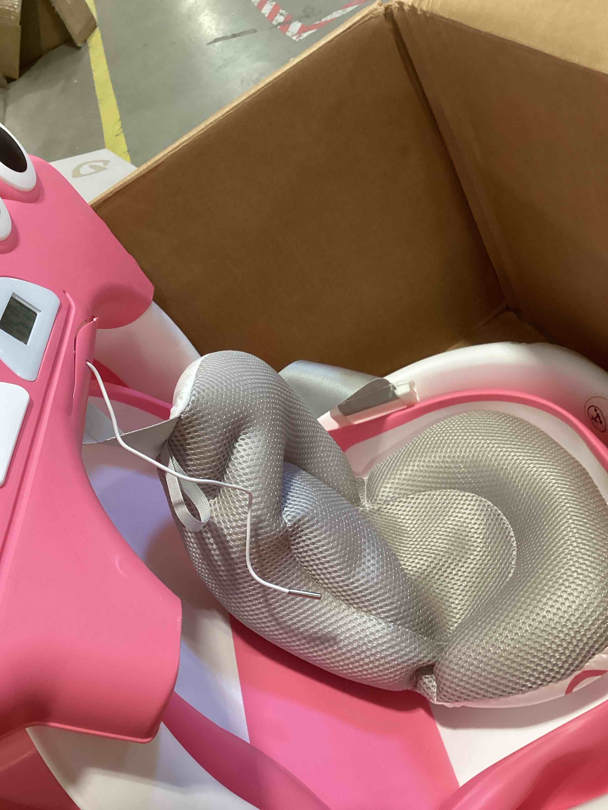 Condition photo showing As Is for collapsible baby bathtub for newborn, foldable baby bath tub with thermometer & soft floating cushion & drain hole, portable travel infant bath tubs for newborns to toddler 0-36 months girl, pink