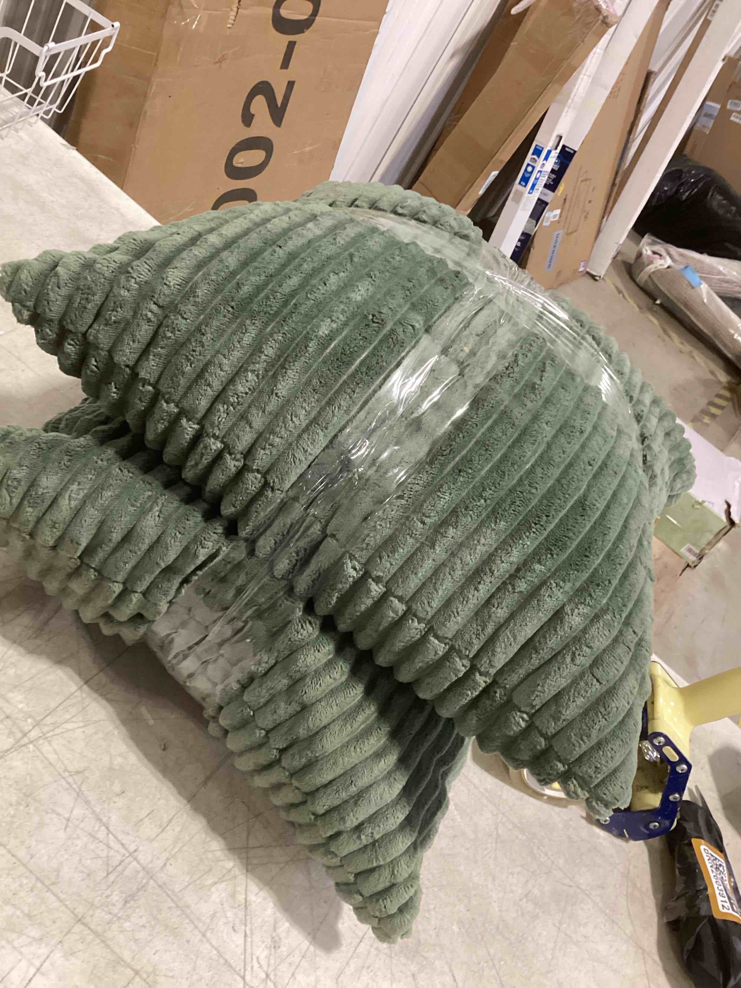 Condition photo showing Good Condition for set of 2 faux fur plush decorative soft plush double-sided striped winter valentine decorative throw pillow covers, design for sofa, bed, living room,home decor (2, light green, 18"x18")