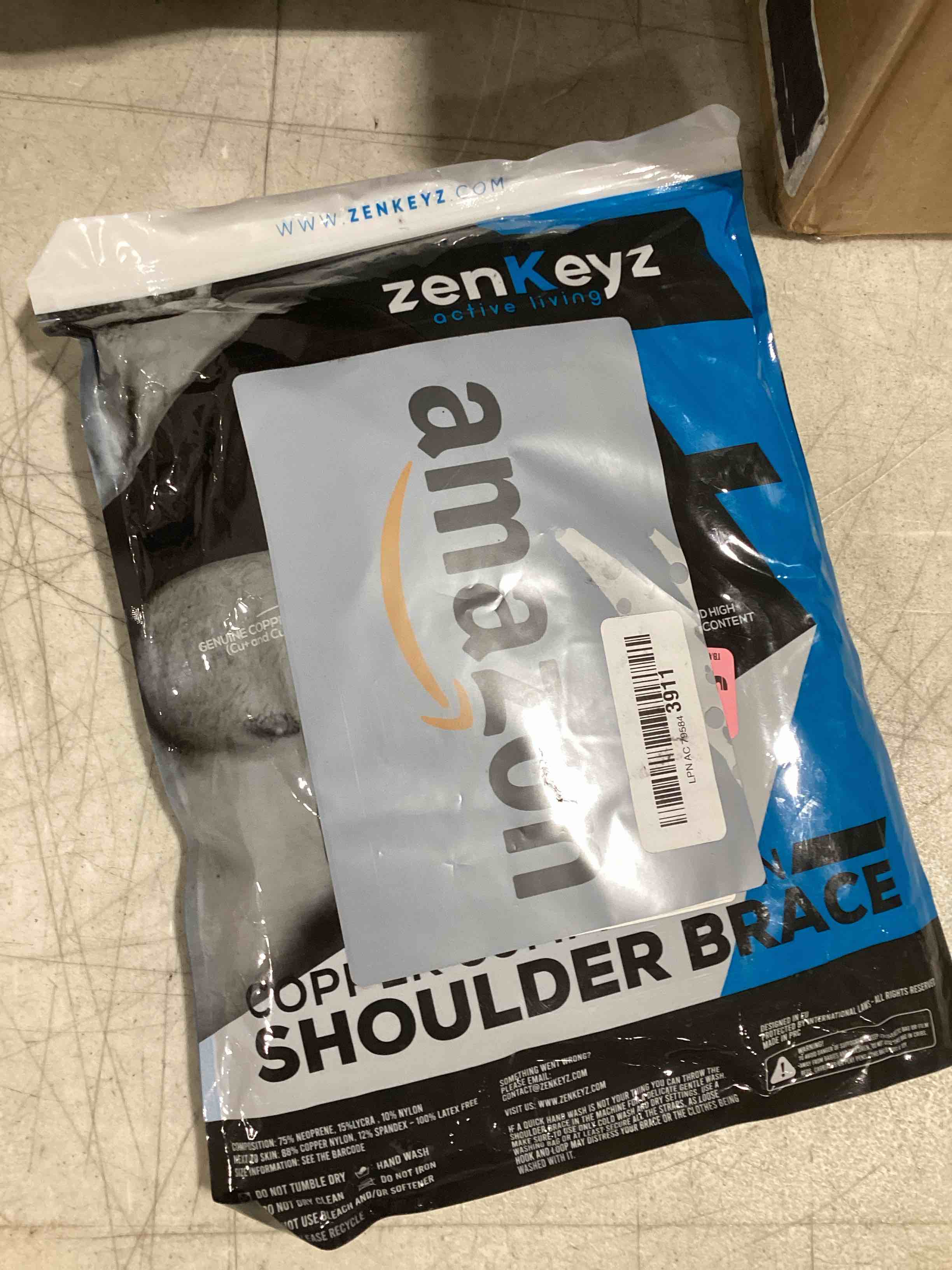 Condition photo showing Good Condition for zenkeyz shoulder brace for men & women - size l/xl (chest 38-50") - black/copper - copper-infused compression sleeve & rotator cuff support - adjustable strap with ice/heat pocket - sturdy arm sling for joint stability
