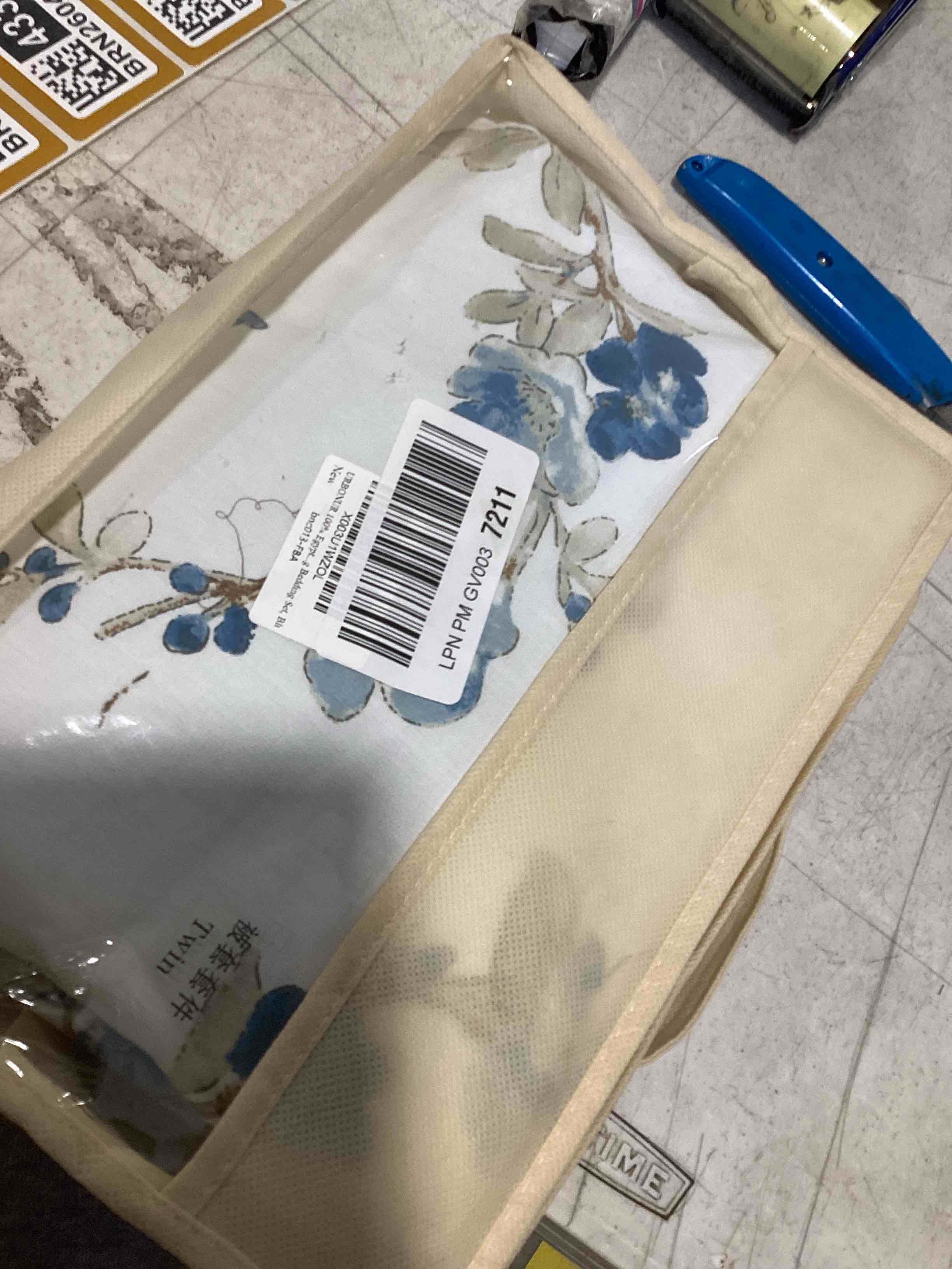 Condition photo showing Good Condition for sheets only urbonur 100% egyptian cotton duvet cover twin size 3 piece floral comforter cover sets flowers plum blossom printed bed sets soft smooth & cooling bedding set, blue blue floral twin-3pcs