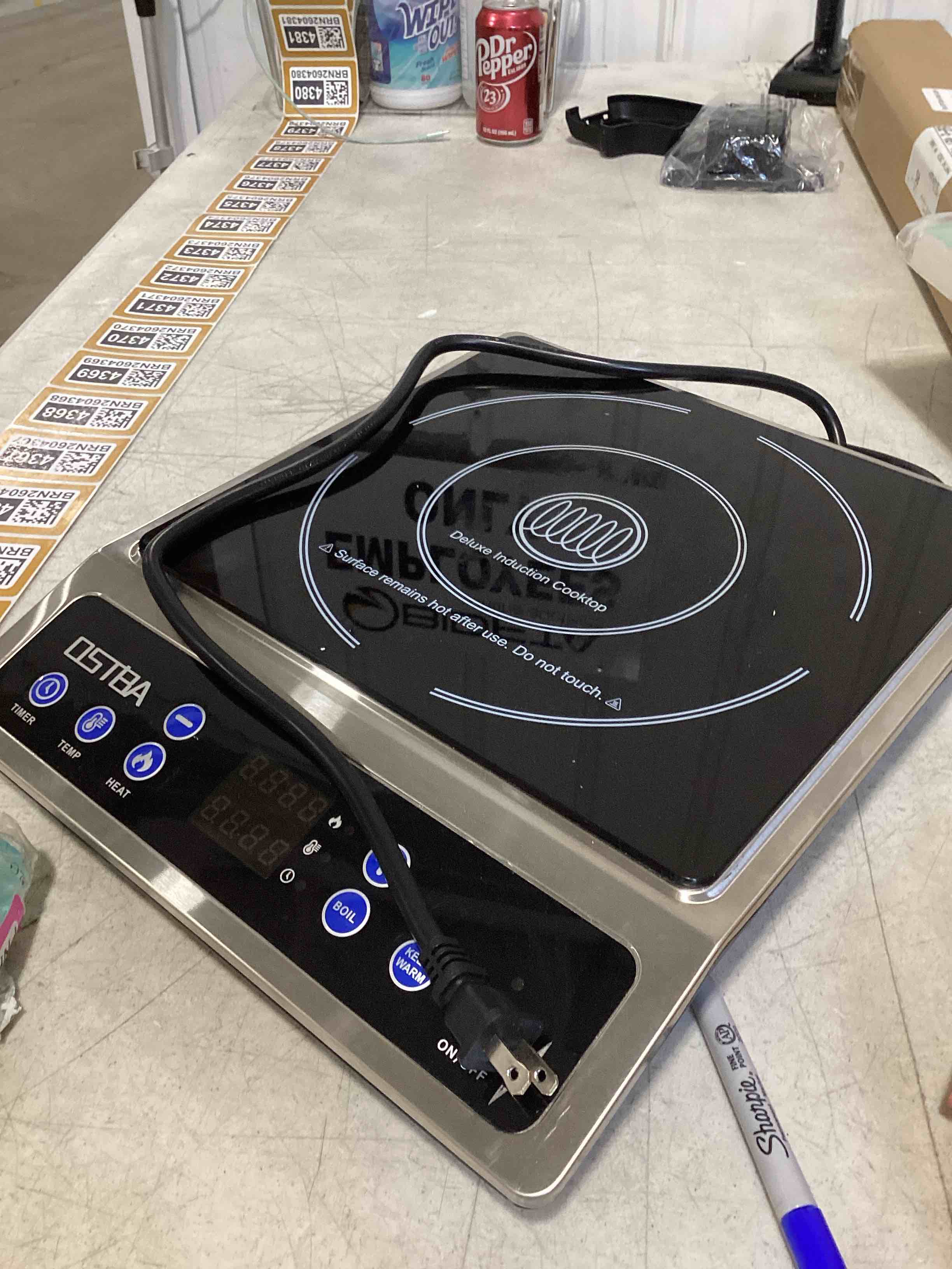 Condition photo showing Good Condition for ostba 1800w commercial induction cooktop, 7" heating coil countertop induction burner, 10 power levels & 120–460°f temperature control, 3h timer, keep warm, etl certified
