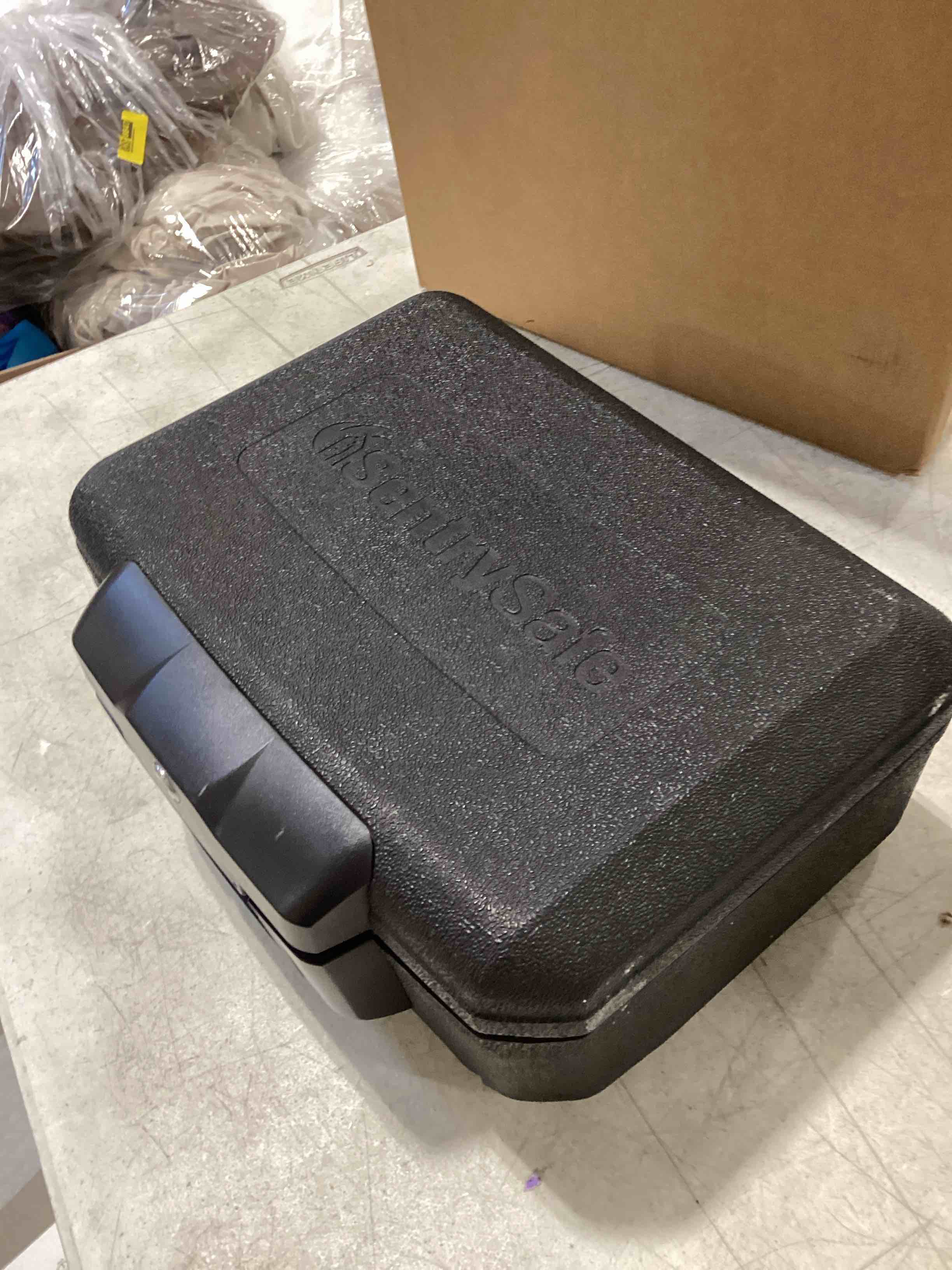sentrysafe dark gray fireproof and waterproof safe with key lock, chest lock box with carrying handle for travel, 0.28 cubic feet, 6.6 x 15.4 x 14.3 inches, cfw20201