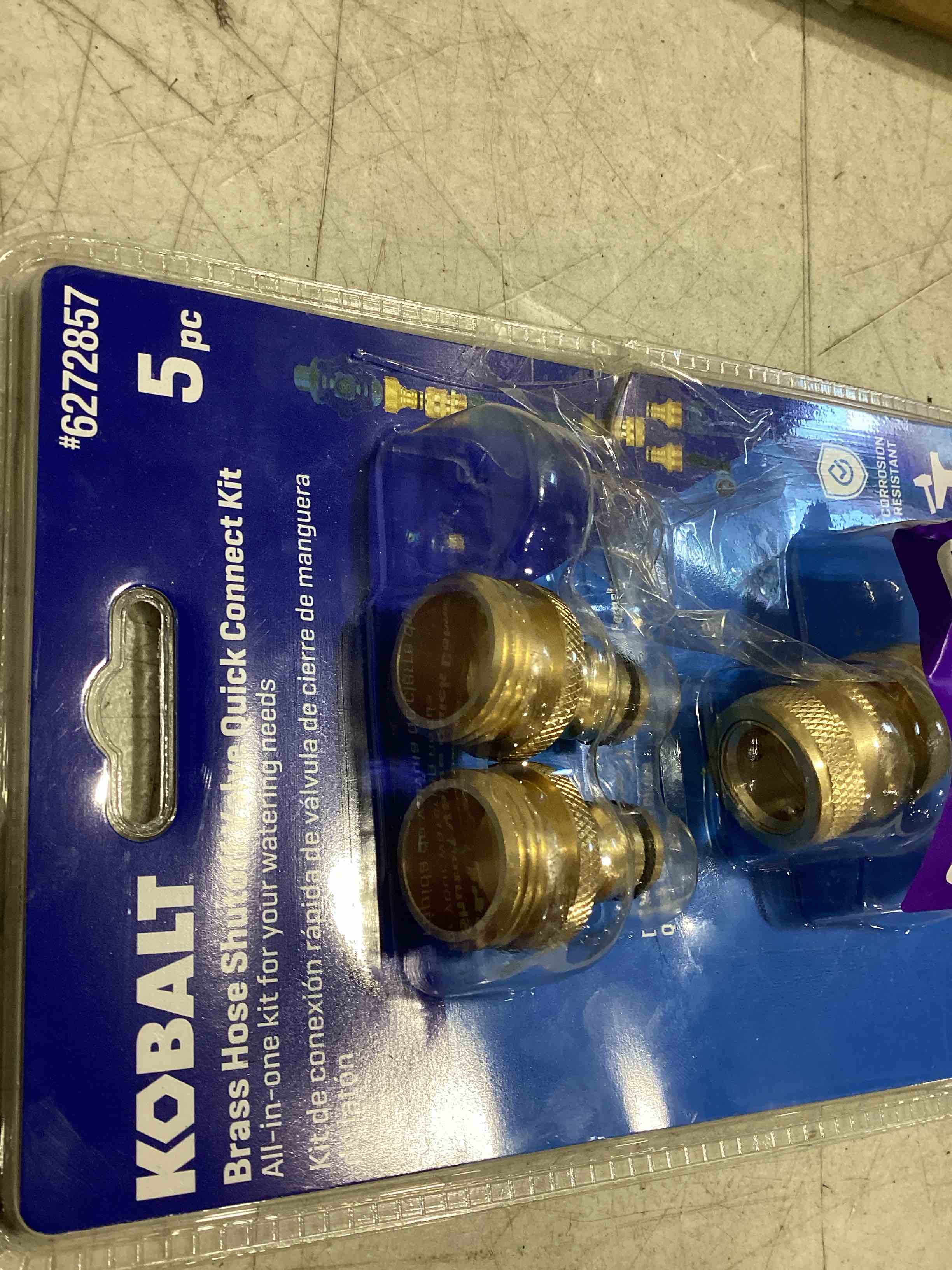 Condition photo showing As Is for incomplete kobalt brass quick connector set