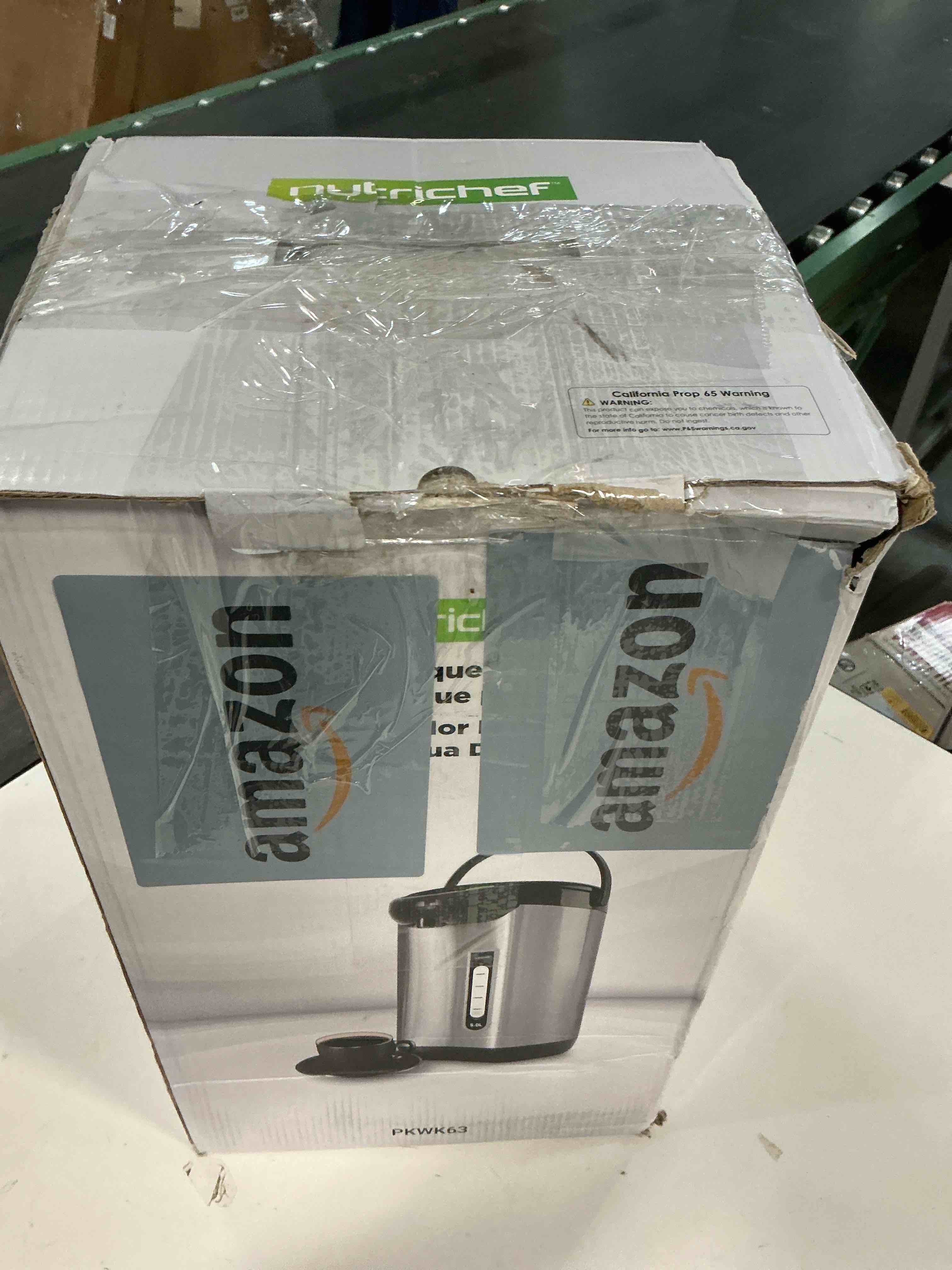 Condition photo showing As Is for NutriChef 5.2 Qt Electric Water Kettle, Quick Heating, 5 Liter Digital Kettle with 5 Temperature Settings, Safety Lock, Stainless Steel, 3 Dispensing Options, Easy to Clean, 8.46" x 11.2" x 16.5" 5.3 Quarts