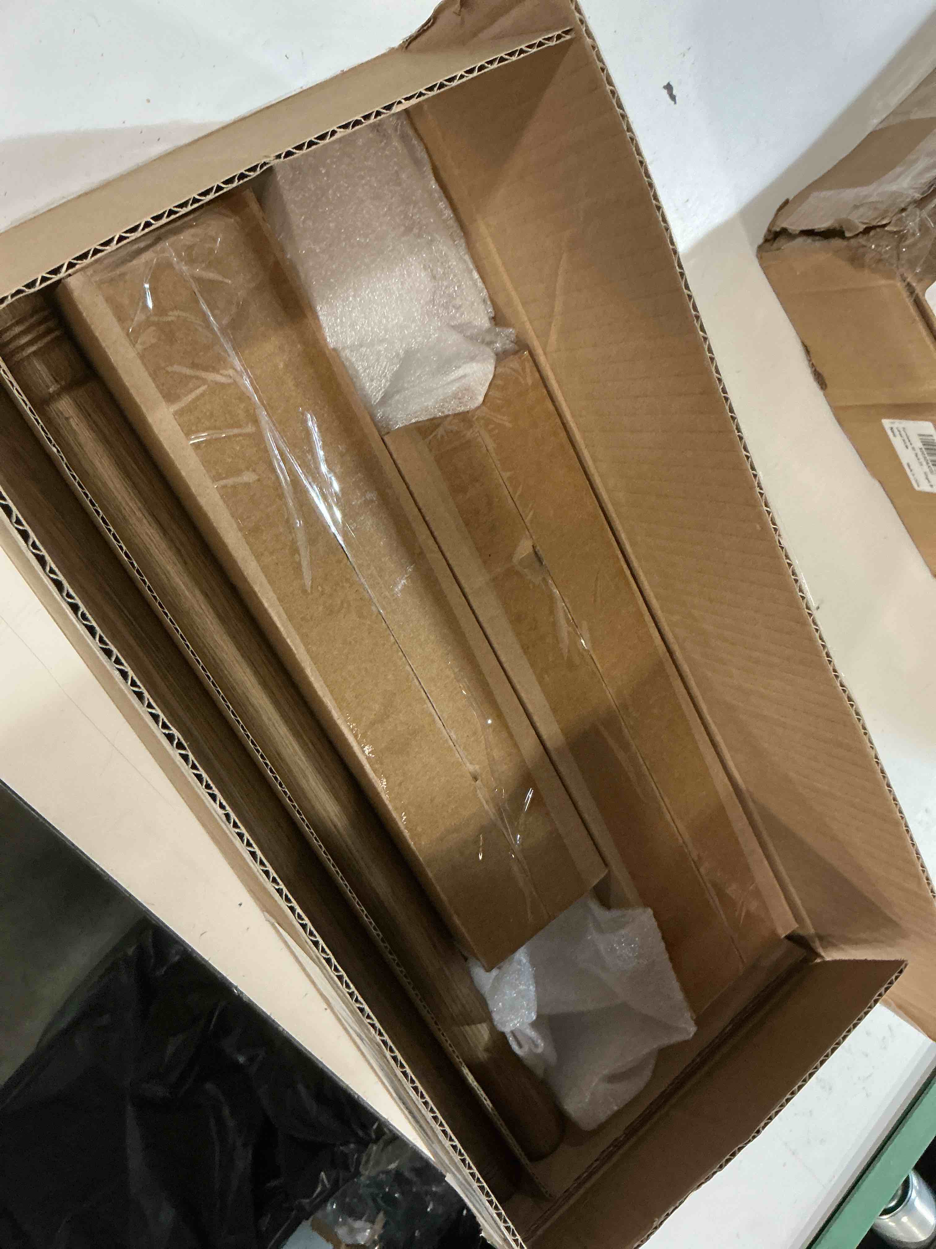 Condition photo showing New/Like New for wood curtain rods for windows: 1 inch diameter adjustable drapery rods 32" to 45",2 pack boho curtain rod with imitation wood grain leaf pattern finials wood grain 32"-45"|2 pack