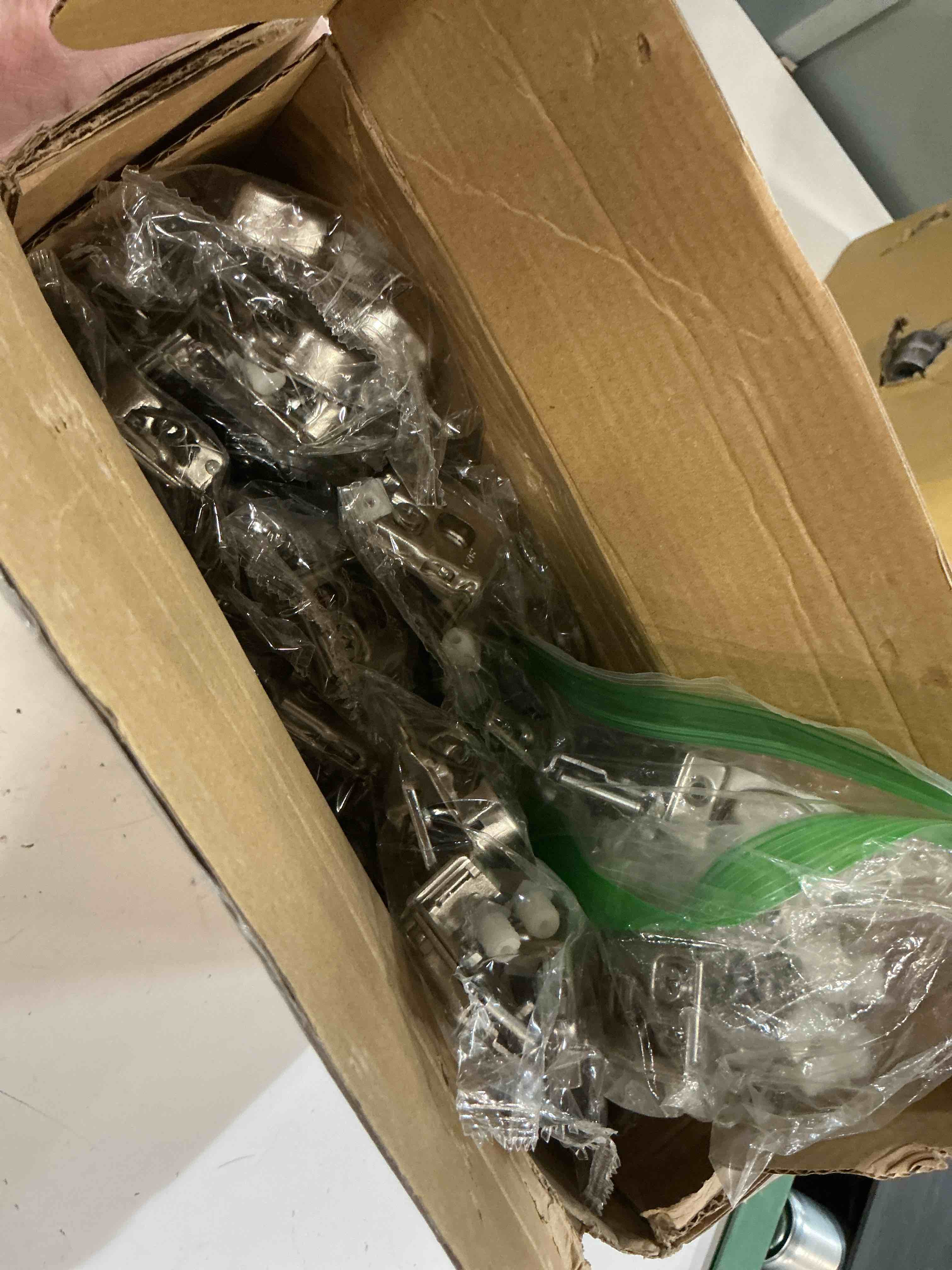 Condition photo showing As Is for [closing speed control] 50 pack 1-5/16 inch overlay soft close hinges for face frame cabinet, 4d adjustment, stainless steel kitchen cabinet hardware, 105° open concealed self closing hinge 1-5/16" 50 pieces