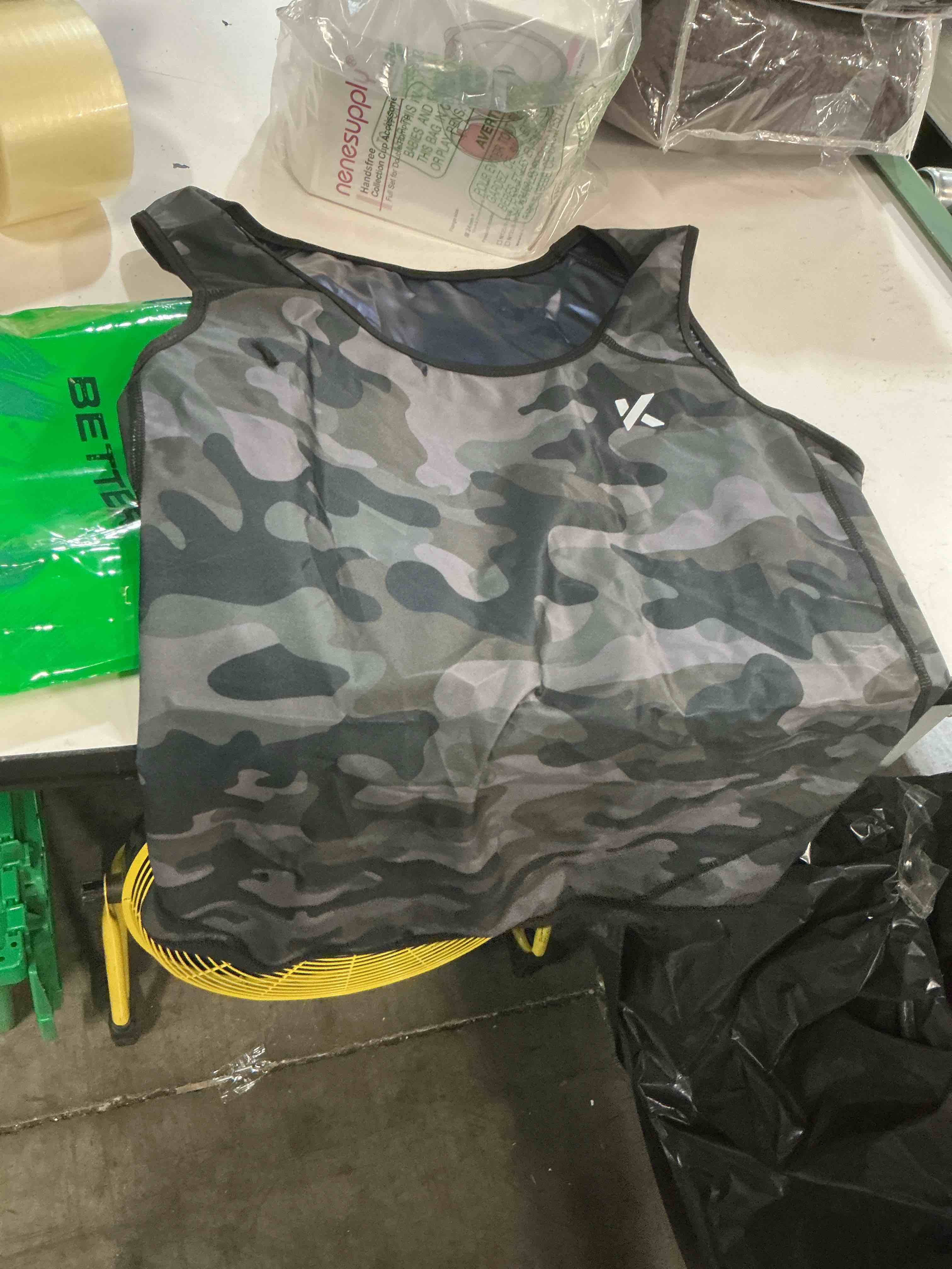 Condition photo showing As Is for kewlioo men's heat trapping pullover sweat enhancing vest - sauna suit shirt compression vest shapewear top for gym exercise xx-large-3x-large gray camo