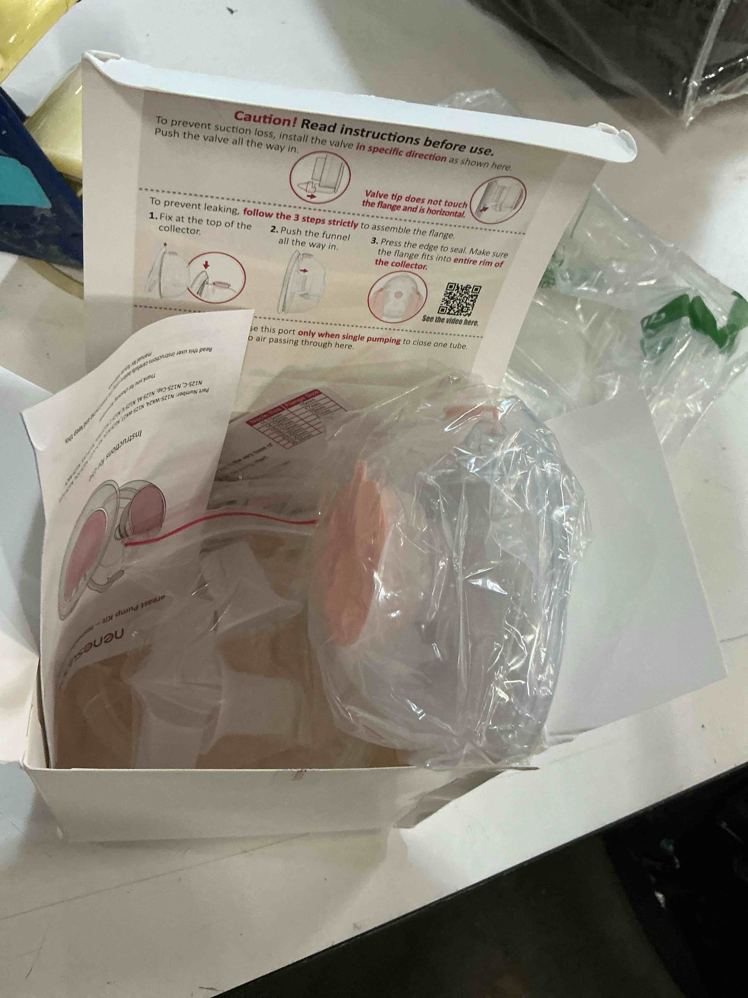 Condition photo showing New/Like New for nenesupply handsfree wearable breastmilk collection cara cups caracups compatible with spectra s1 s2 9 plus breast pumps 24mm silicone flanges replacement for spectra pump parts 19 21mm inserts 24mm handfree collection cup