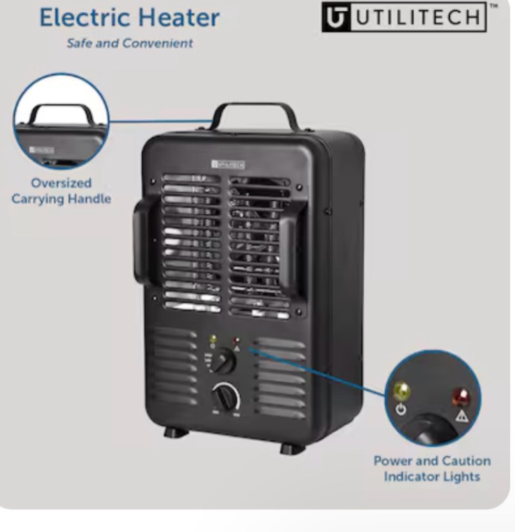 utilitech 1500 -watt utility fan utility indoor electric space heater with thermostat