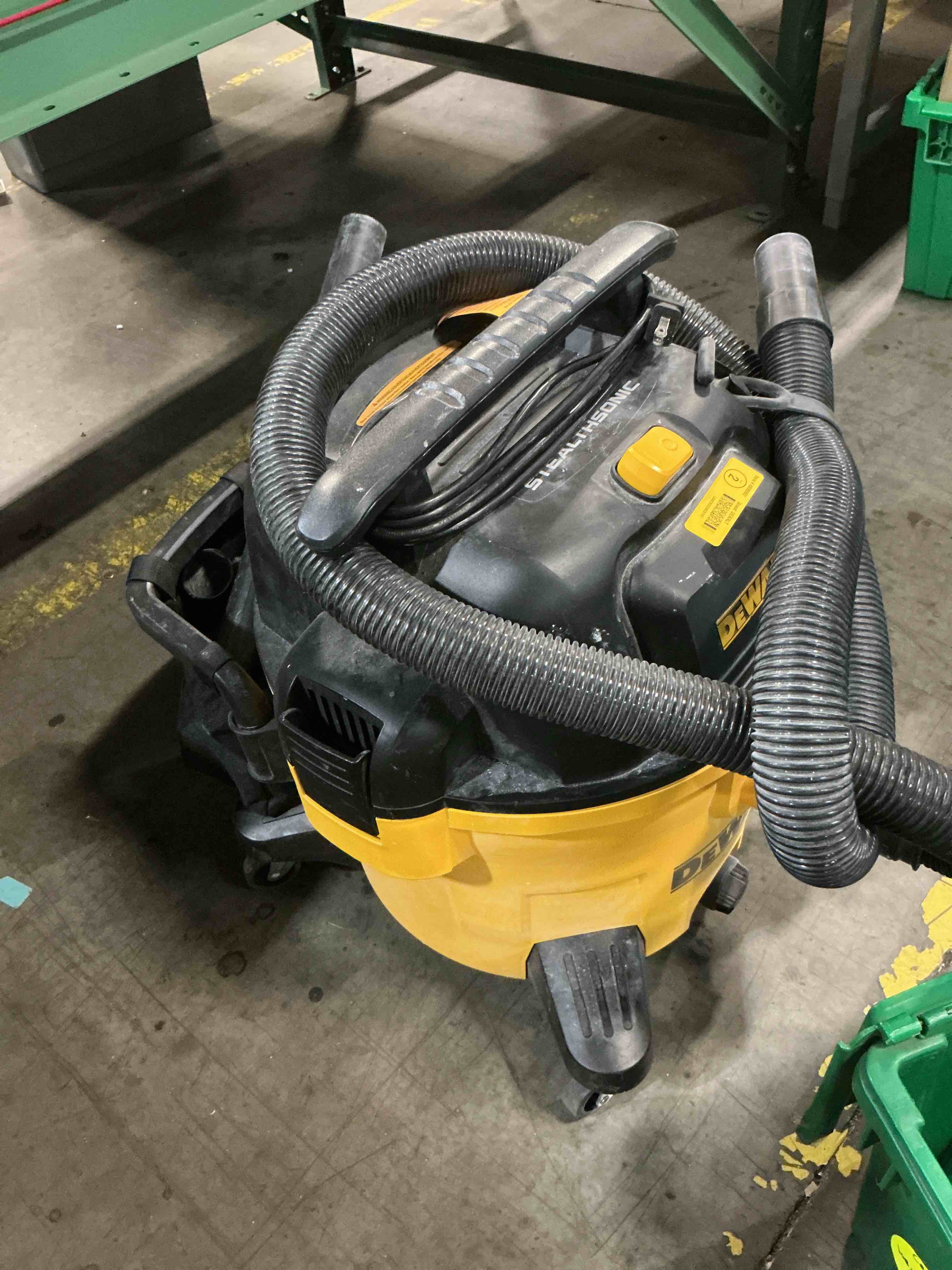Condition photo showing As Is for dewalt 12 gallon poly wet/dry vac, 5.5 hp shop vacuum wet vacuum cleaner for workshop, jobsite, commericial area, large pick-up capacity, yellow,dxv12p